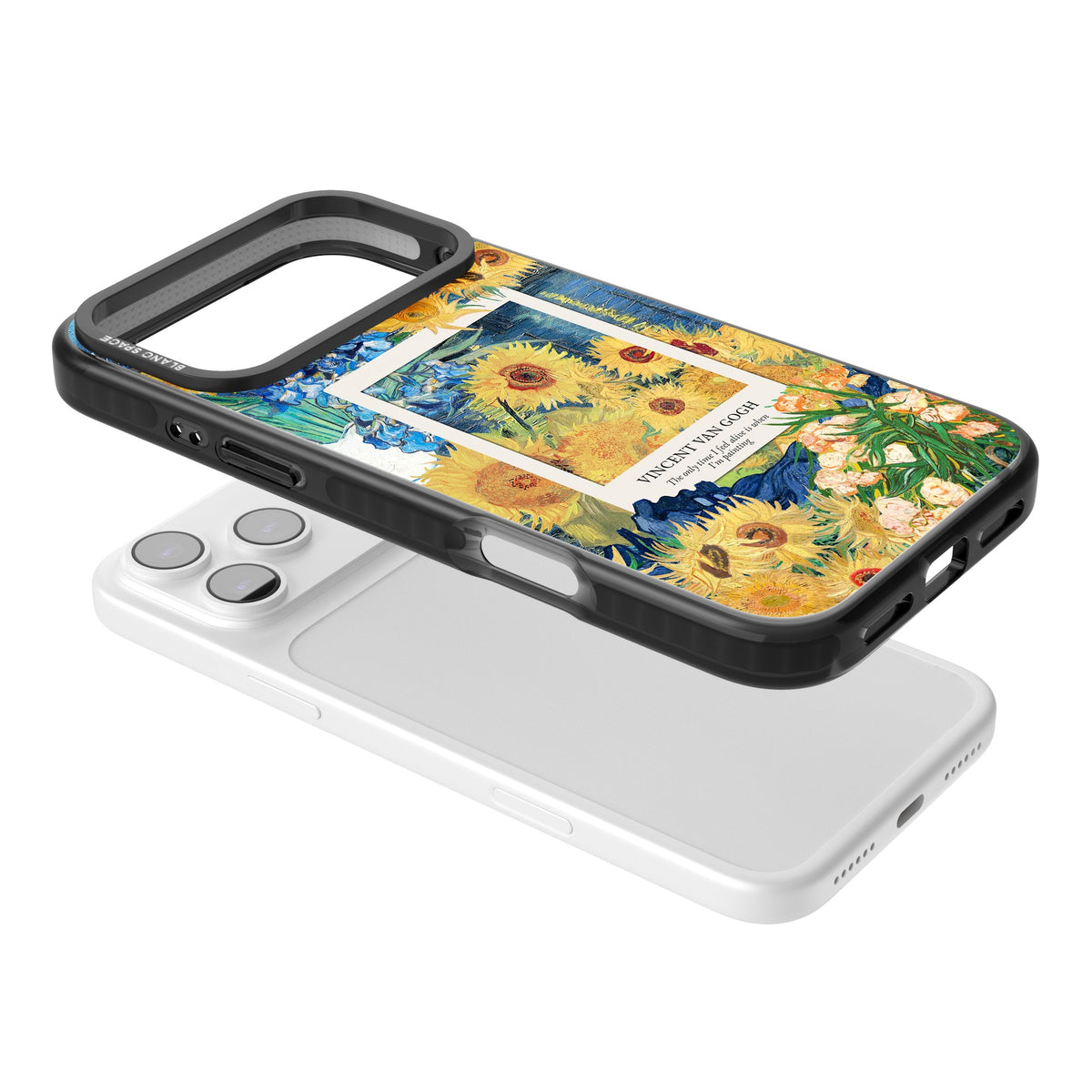 Van Gogh Sunflowers iPhone 17 Pro Max Impact Black Phone Case angled