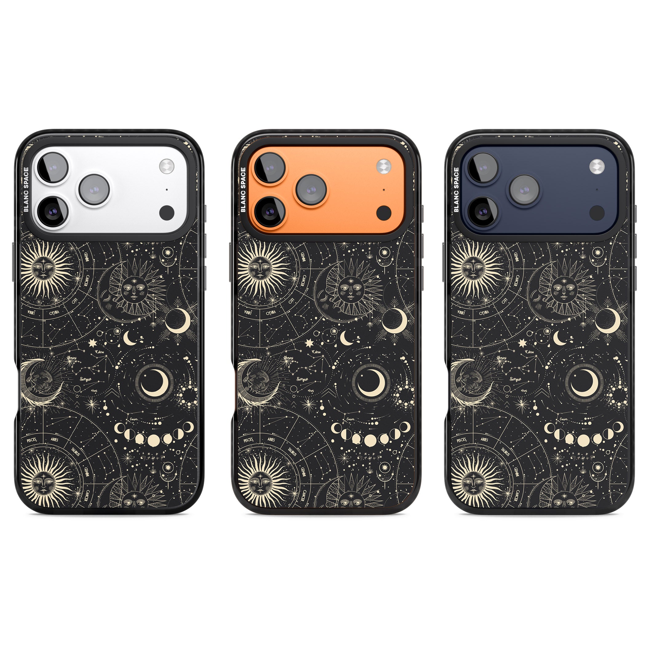 Celestial Suns, Moons & Zodiacs iPhone 17 Pro Impact Black Phone Case APT Impact Protection