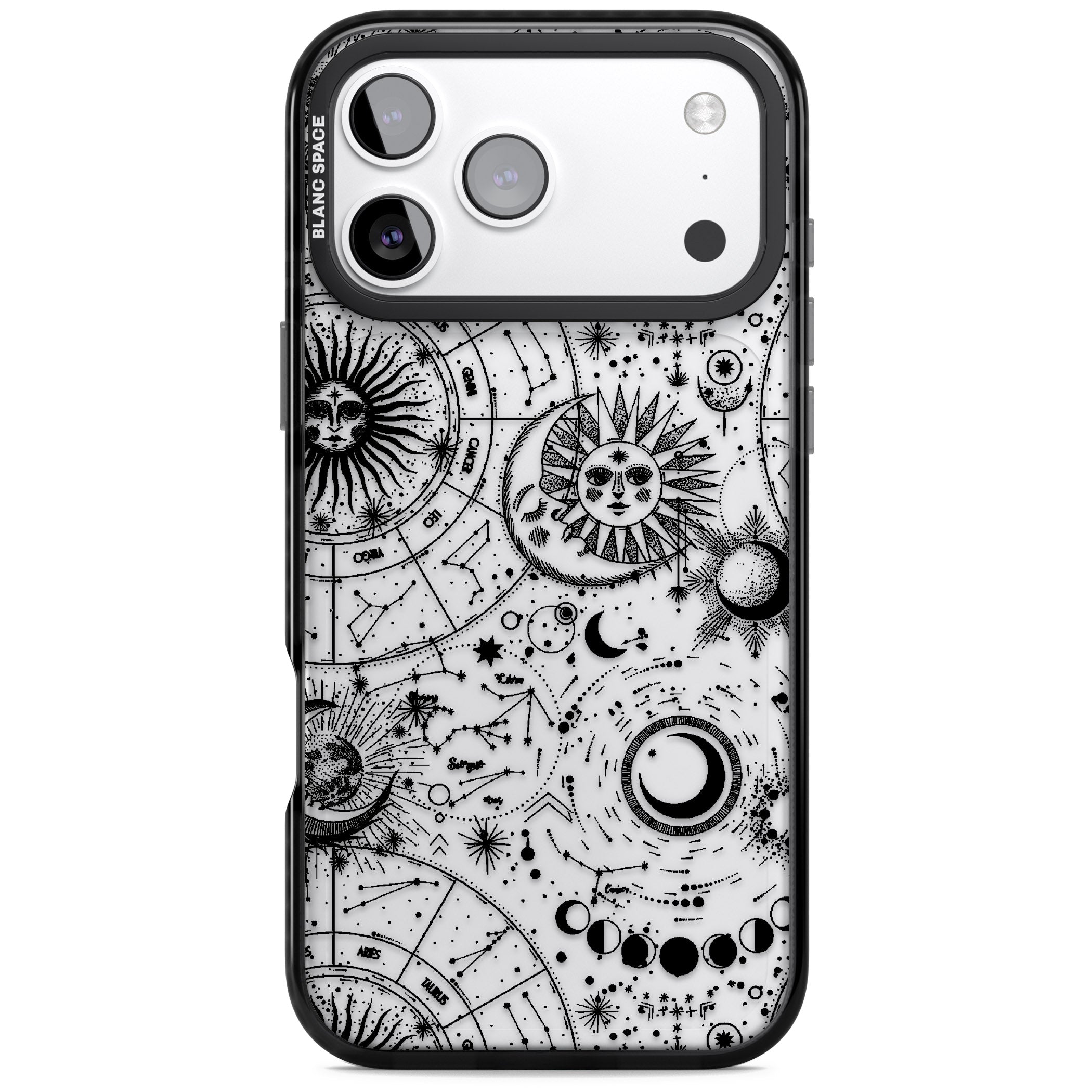 Celestial Zodiac iPhone 17 Pro Impact Black Phone Case
