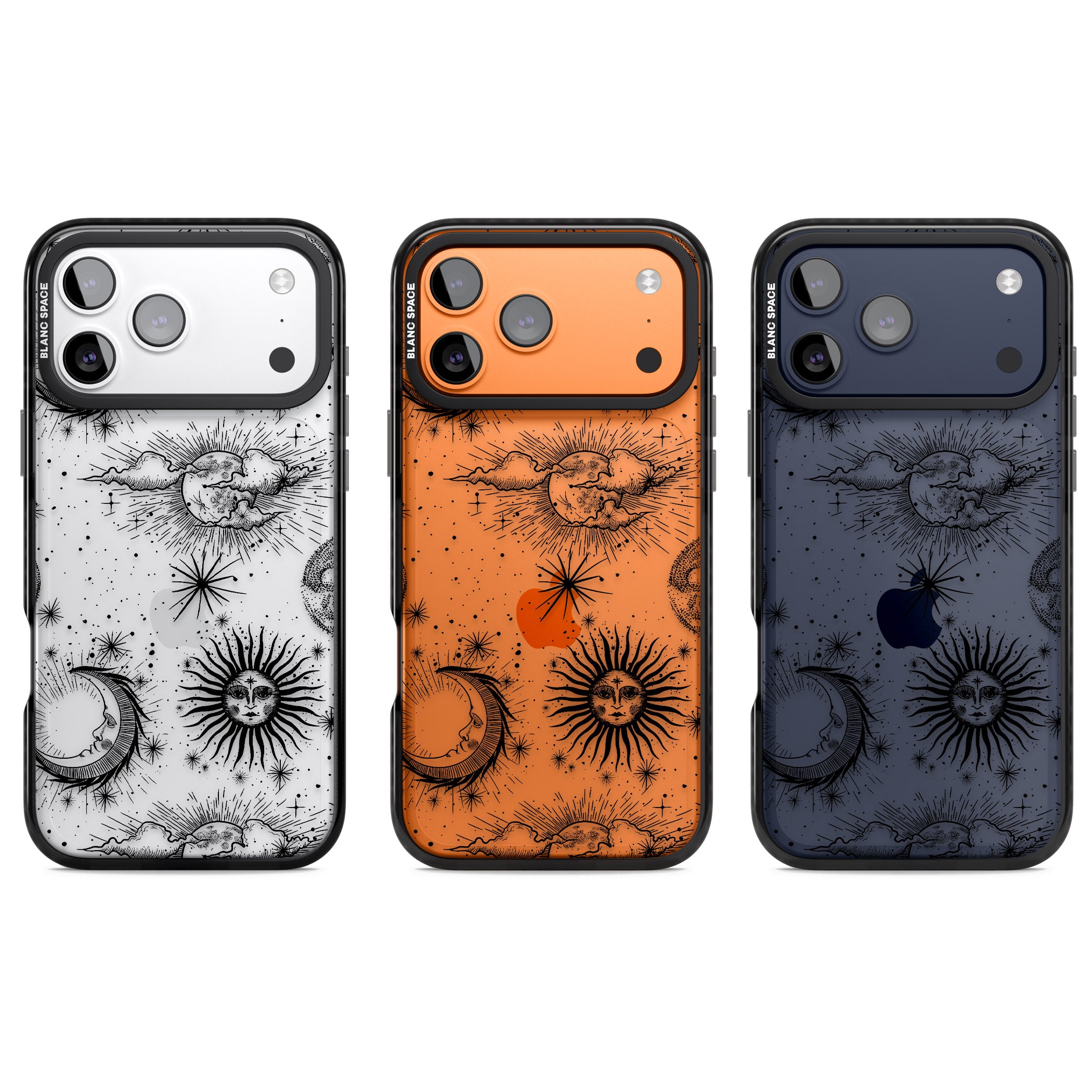 Suns, Moons & Clouds iPhone 17 Pro Impact Black Phone Case APT Impact Protection