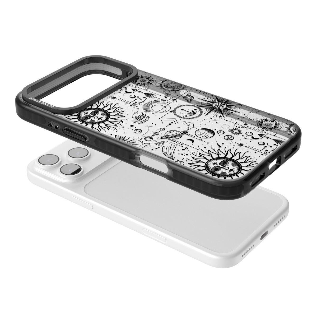 Cosmic Cartography iPhone 17 Pro Max Impact Black Phone Case angled