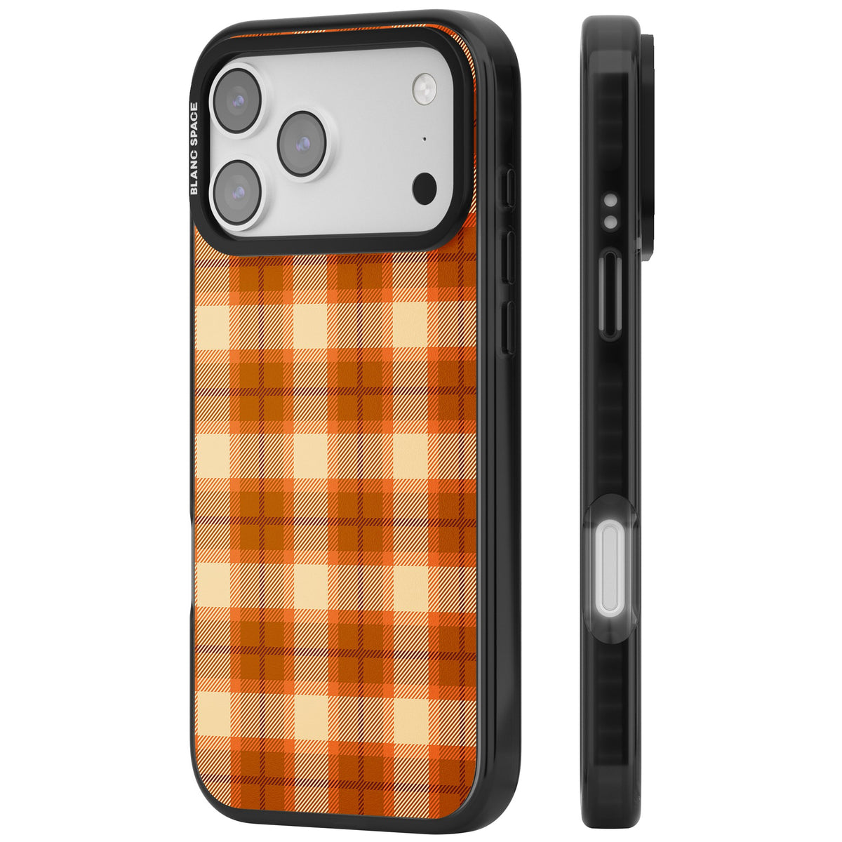 Pumpkin Plaid iPhone 17 Pro Max Impact Black Phone Case side
