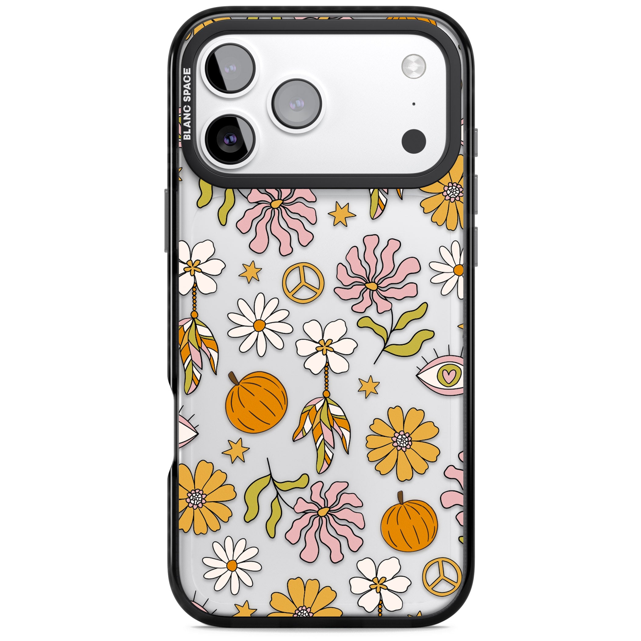 Retro Boho Fall Floral iPhone 17 Pro Impact Black Phone Case