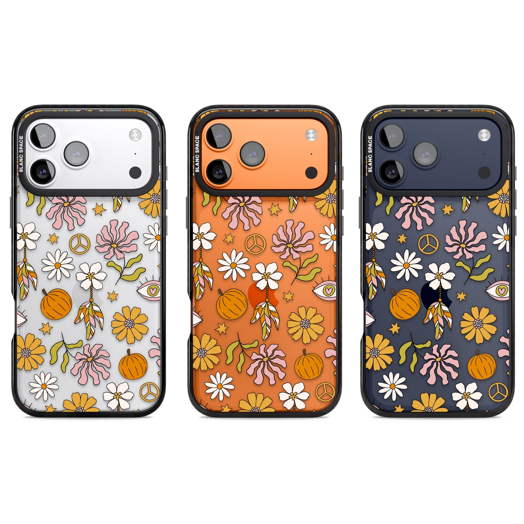 Retro Boho Fall Floral iPhone 17 Pro Impact Black Phone Case APT Impact Protection