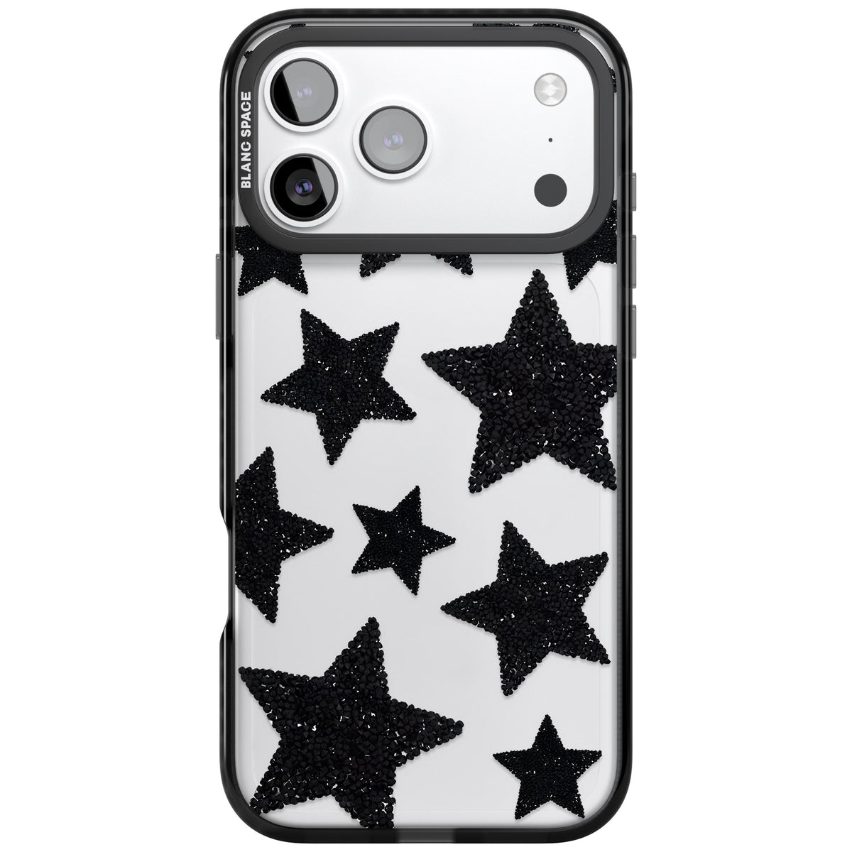 Beaded Black Stars iPhone 17 Pro Max Impact Black Phone Case front