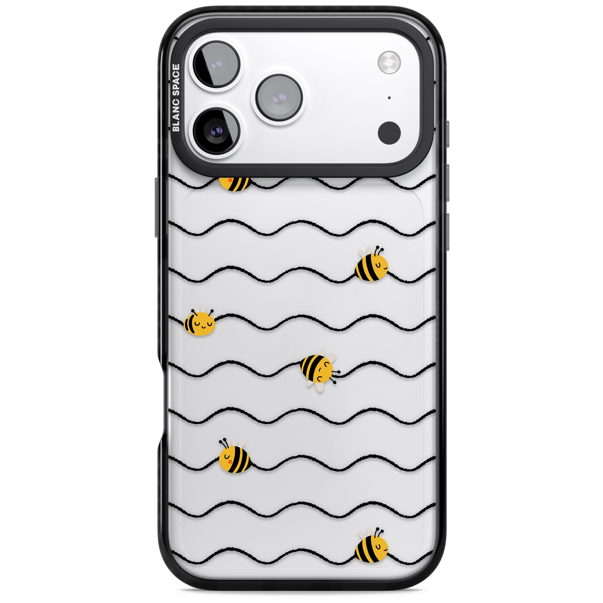 Bee Wave Pattern iPhone 17 Pro Impact Black Phone Case
