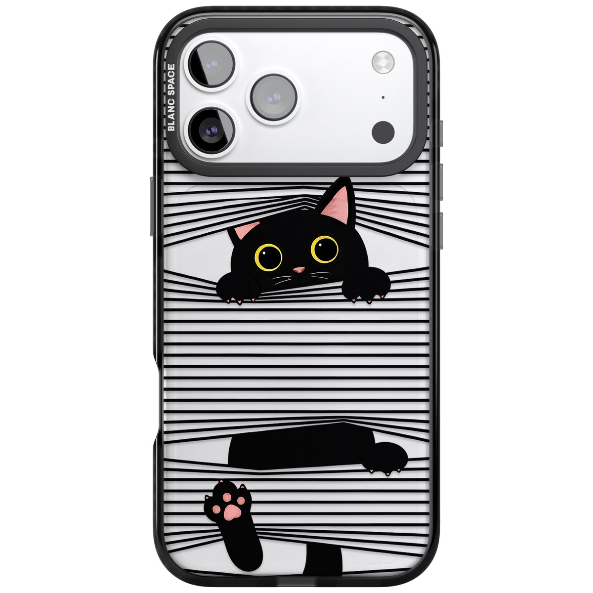 Peek-a-Boo Cat iPhone 17 Pro Max Impact Black Phone Case front