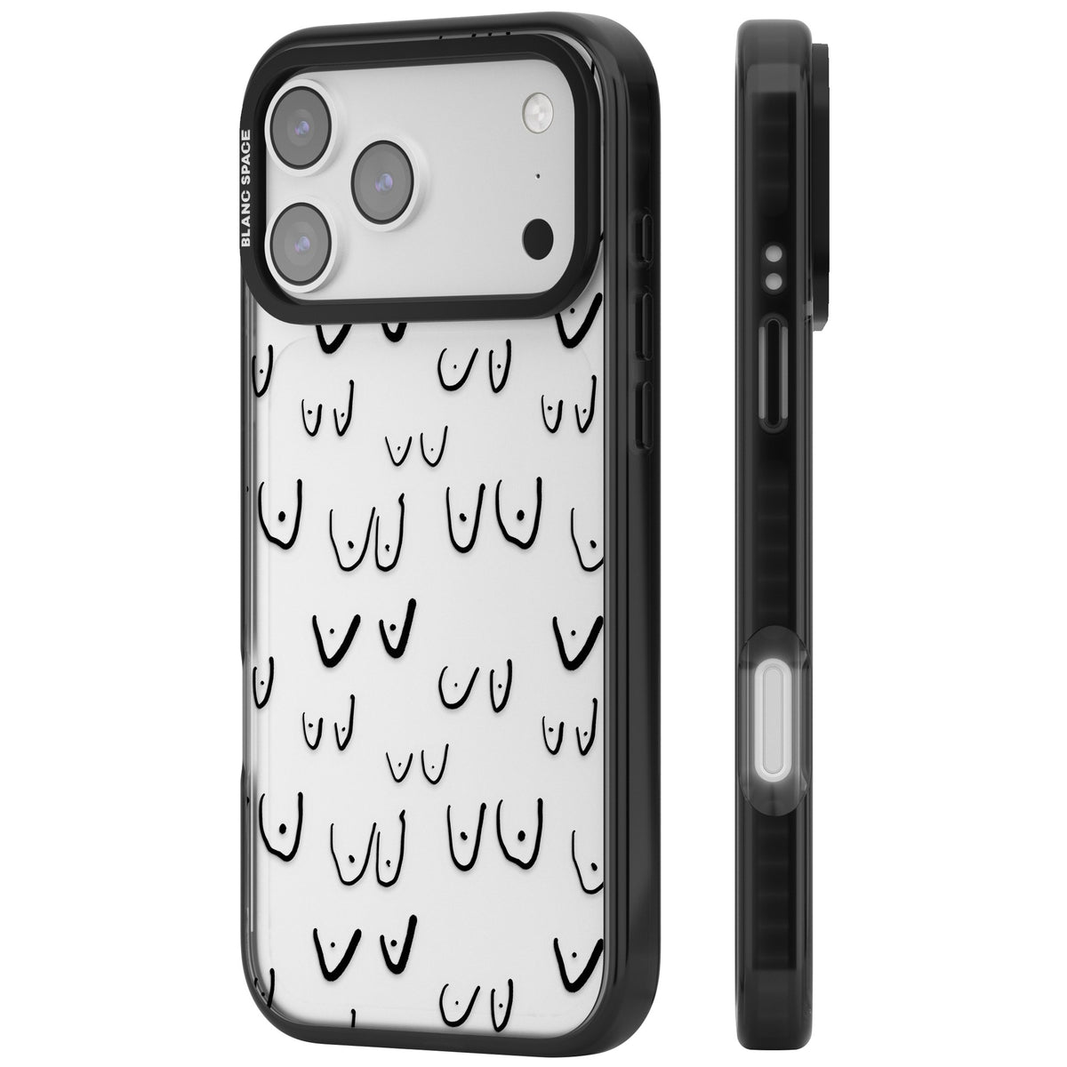 Boob Pattern (Black) iPhone 17 Pro Max Impact Black Phone Case side