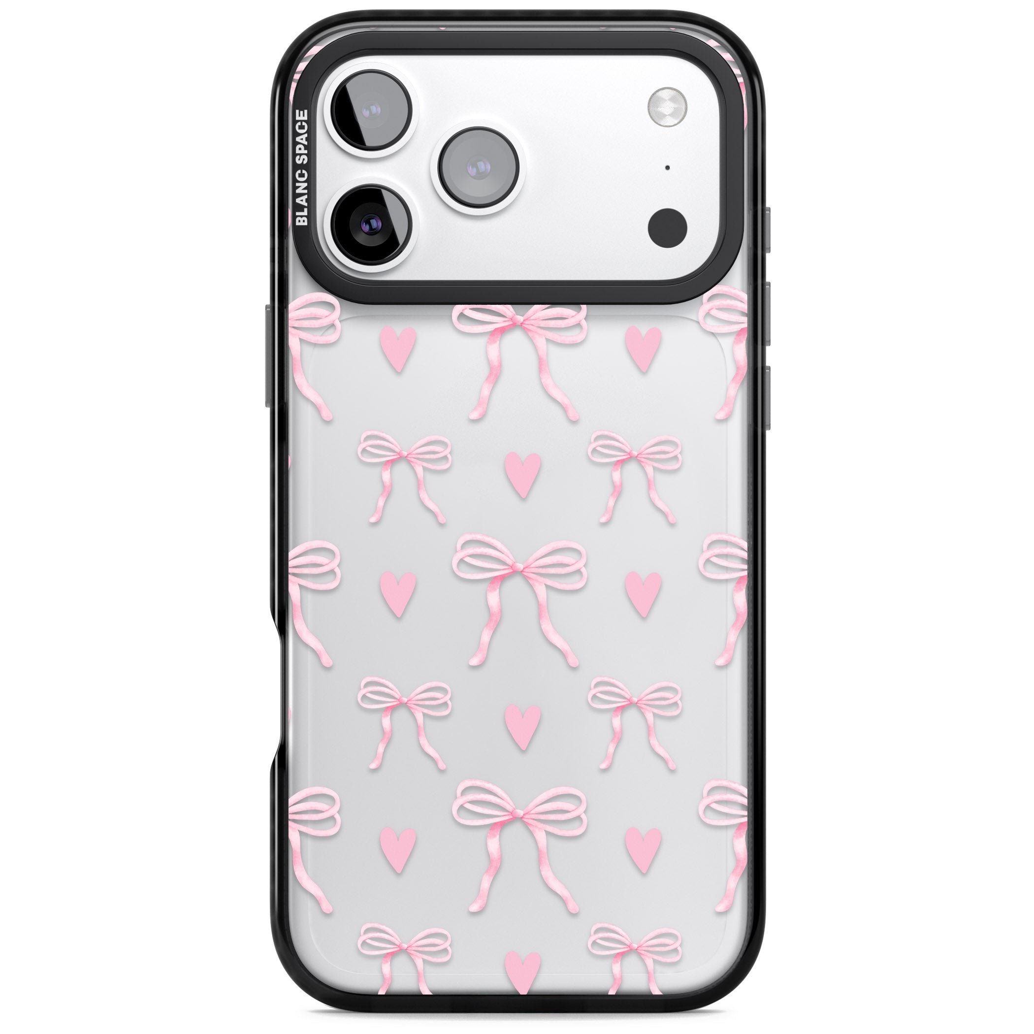 Pink Bows & Hearts Bow Wallpaper iPhone Case | Blanc Space