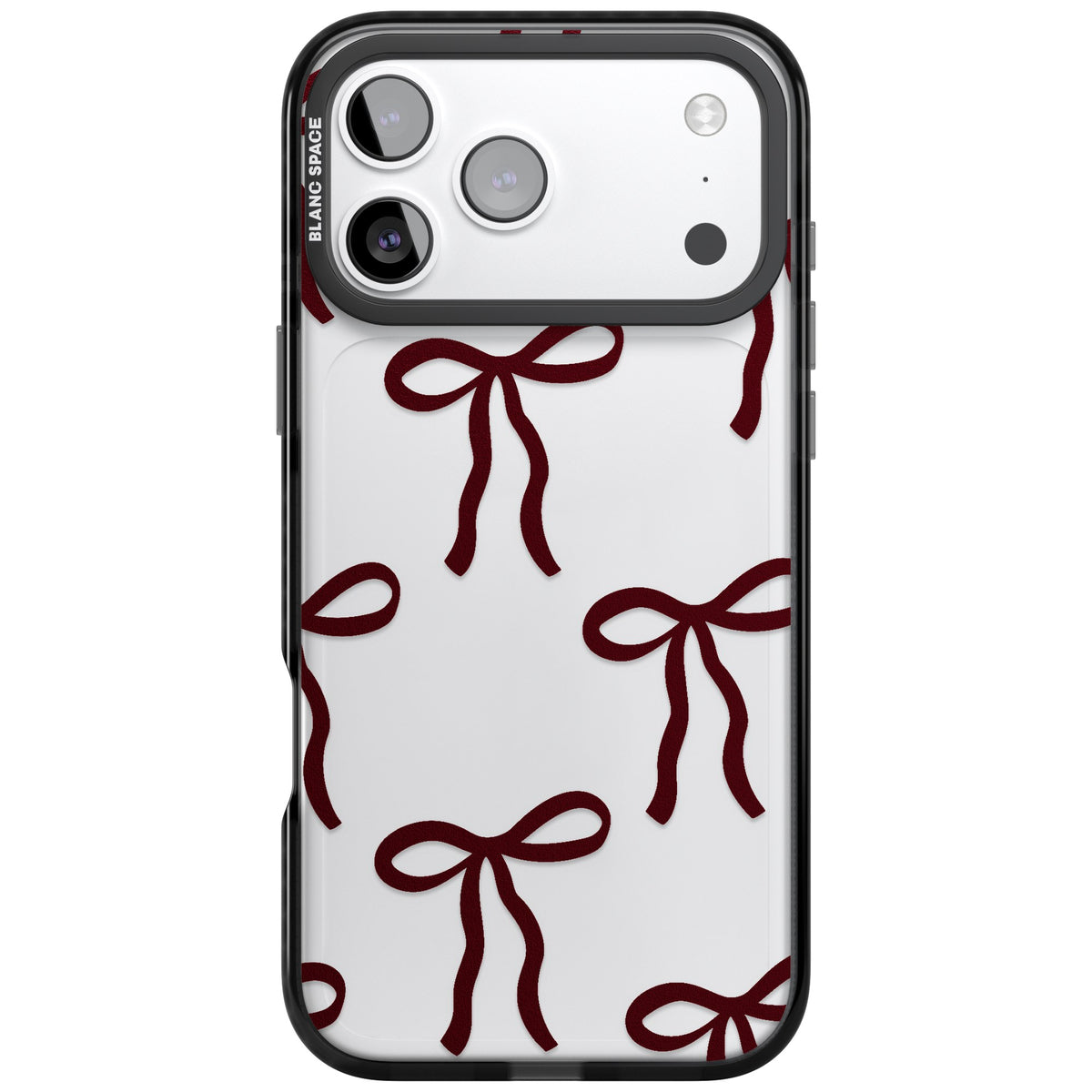Burgundy Bows iPhone 17 Pro Max Impact Black Phone Case front