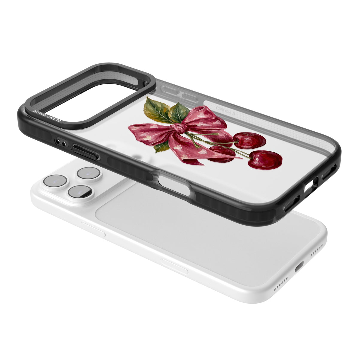 Cherry Sonnet iPhone 17 Pro Max Impact Black Phone Case angled
