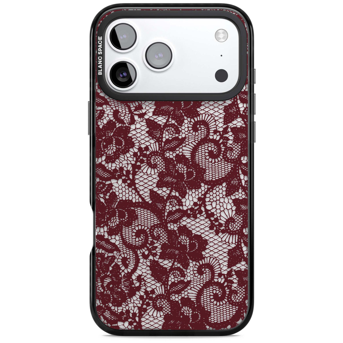 Burgundy Lace coquette iPhone case | Clear Impact case for iPhone 17 Pro, iPhone 17 Pro Max