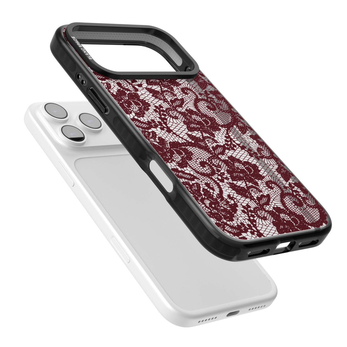 Burgundy Lace coquette iPhone case | Clear Impact case for iPhone 17 Pro, iPhone 17 Pro Max