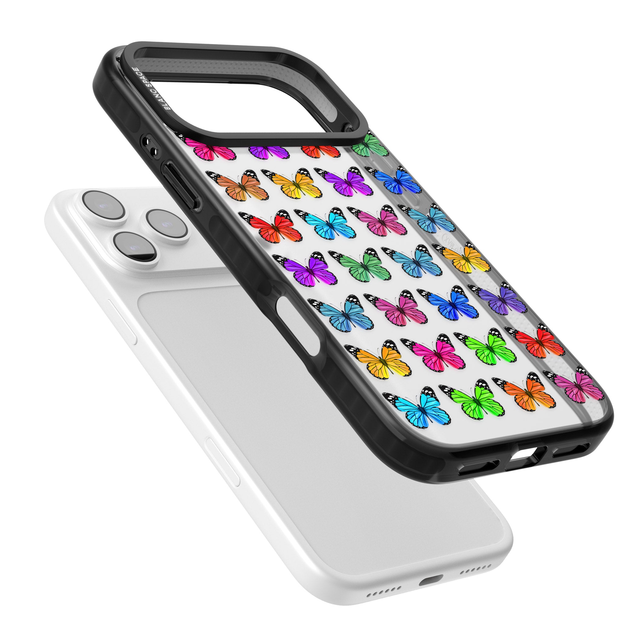 Colourful Butterfly Pattern iPhone 17 Pro Impact Black Phone Case Colours