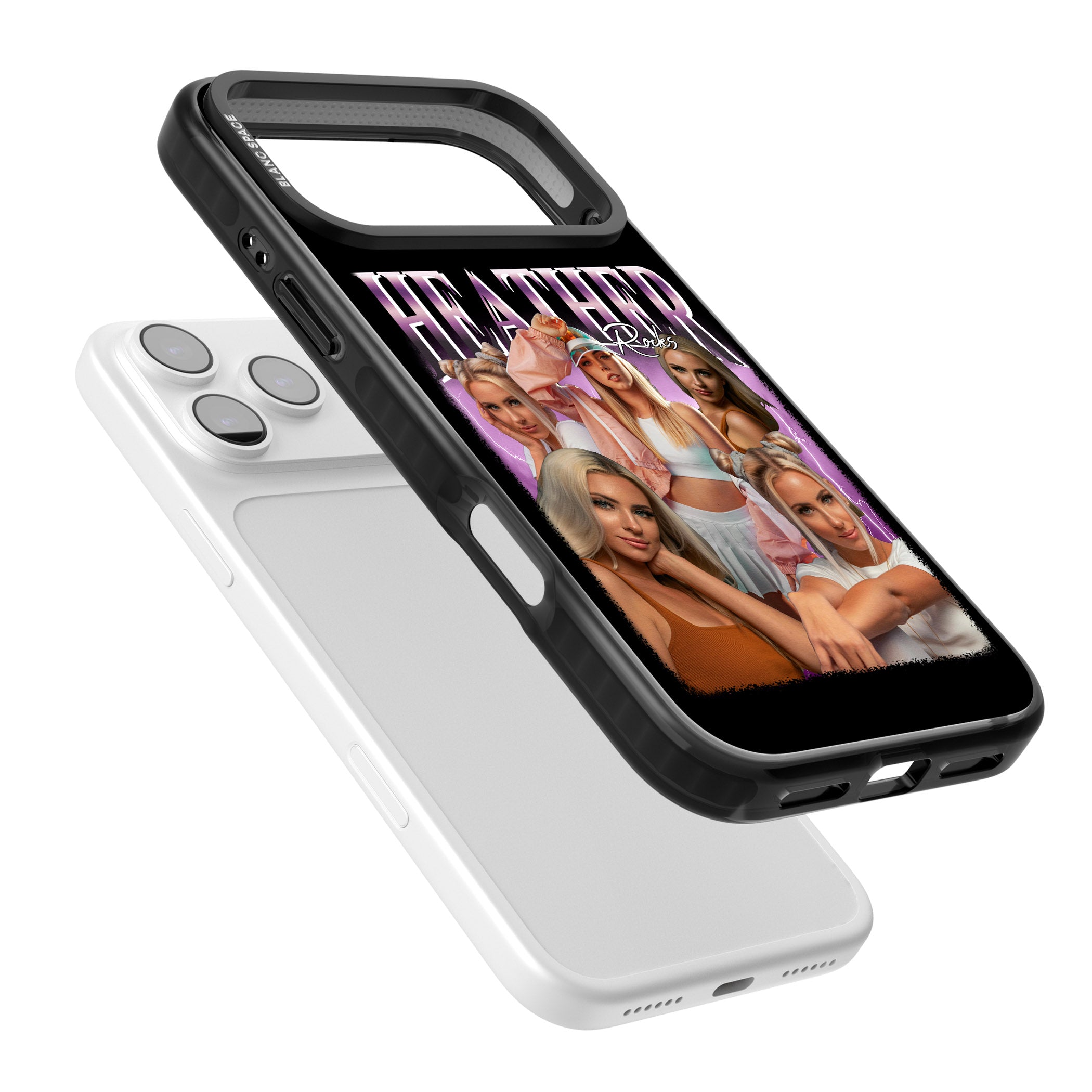 Personalised Airbrush Name & Photo Collage (Pink) iPhone 17 Pro Impact Black Phone Case Colours