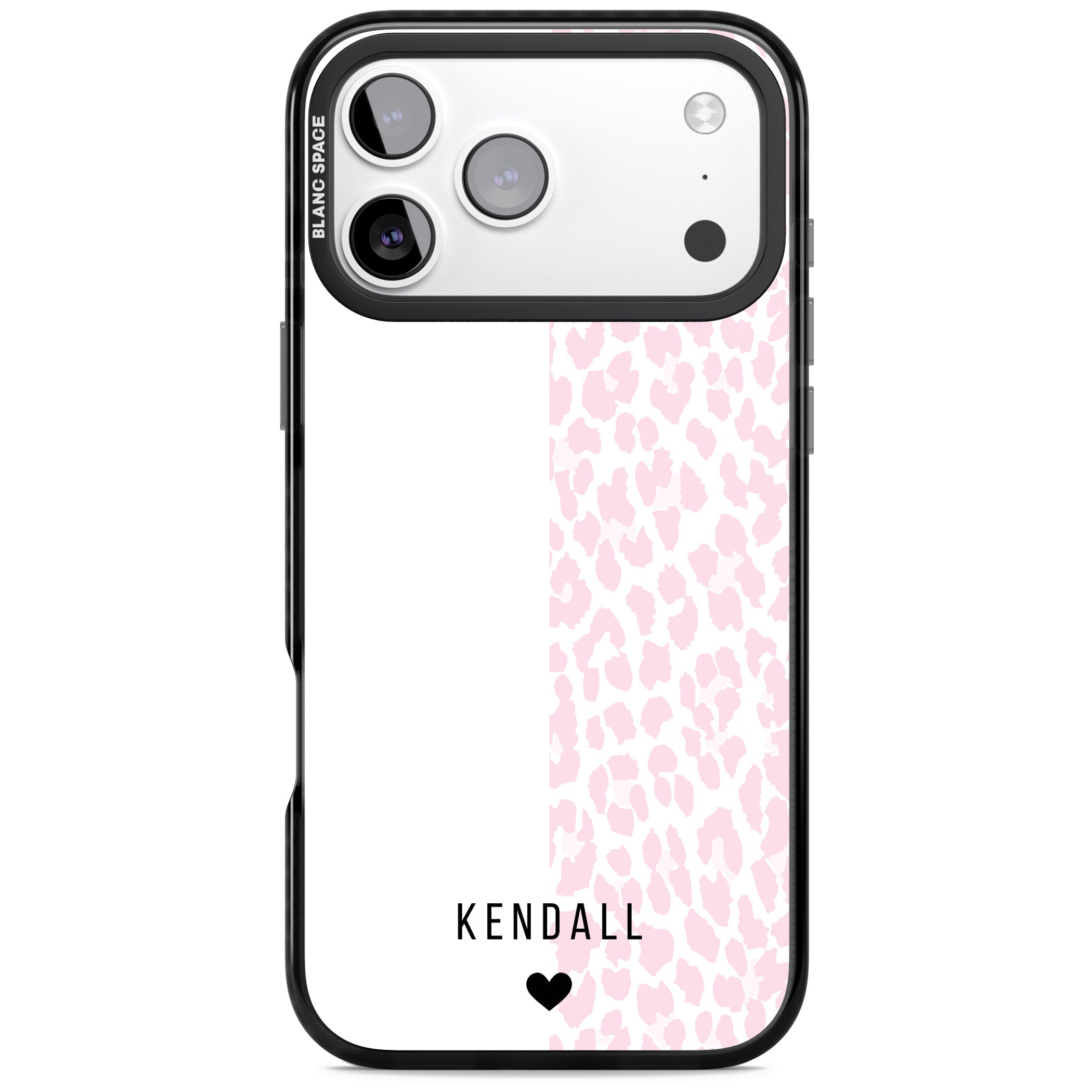 Personalised Pink Leopard iPhone 17 Pro Impact Black Phone Case