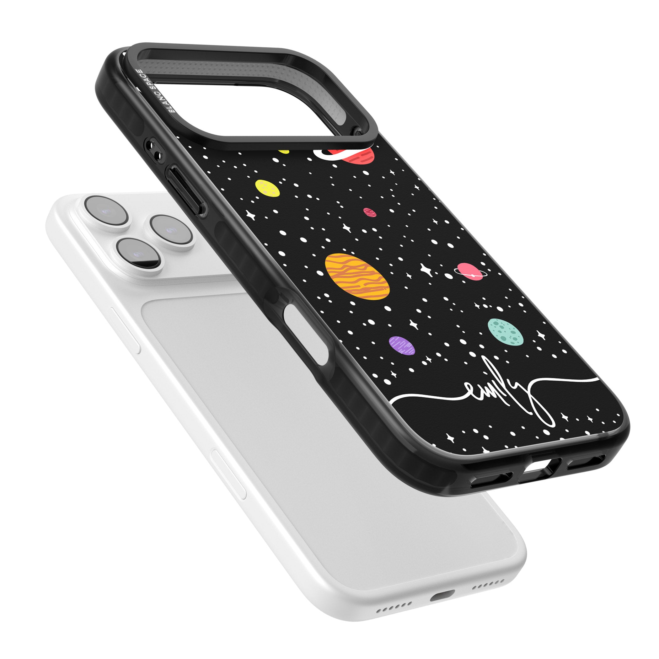 Personalised Cute Cartoon Planet iPhone 17 Pro Impact Black Phone Case Colours