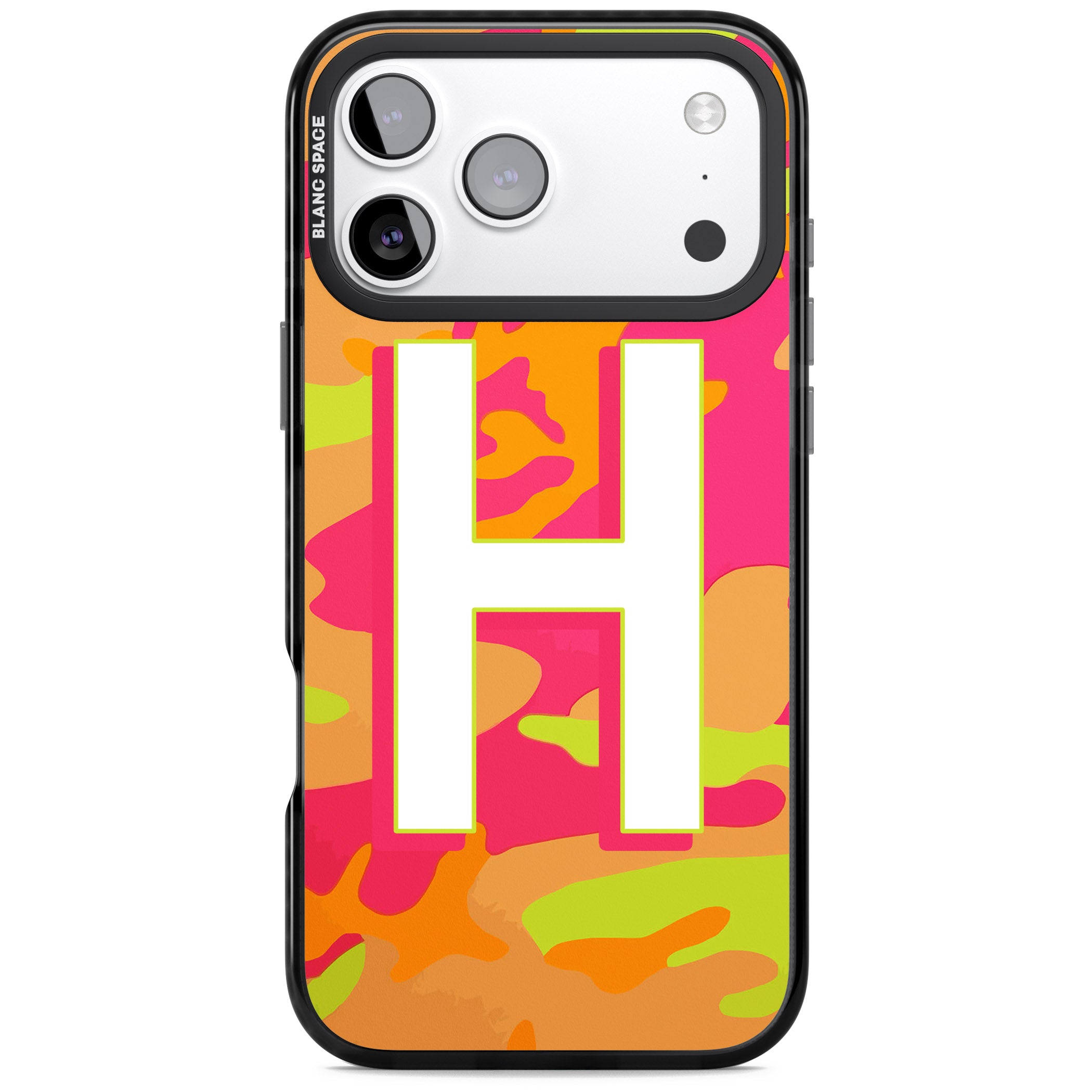 Personalised Neon Camo iPhone 17 Pro Impact Black Phone Case