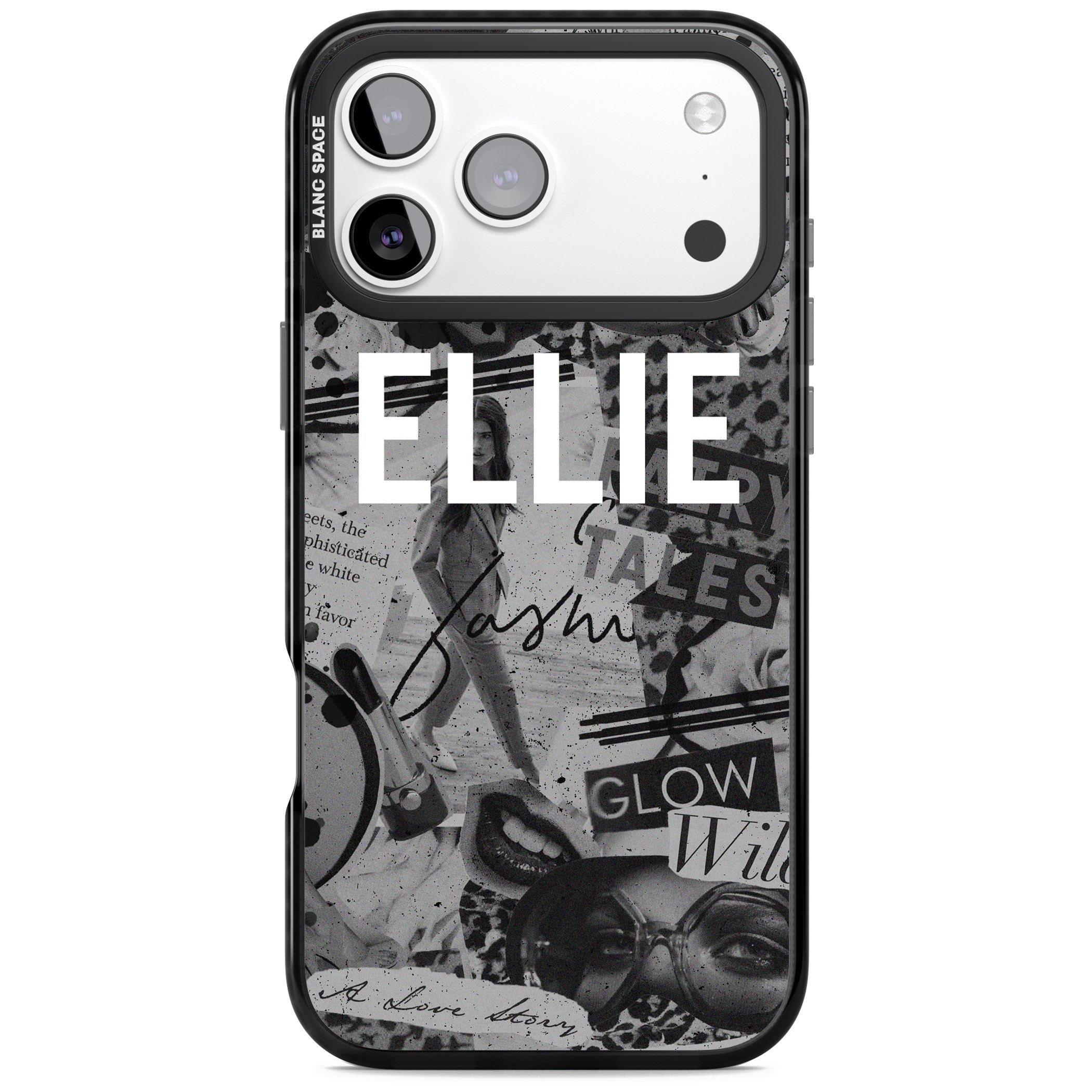Personalised Grey Scale Vintage Collage iPhone 17 Pro Impact Black Phone Case