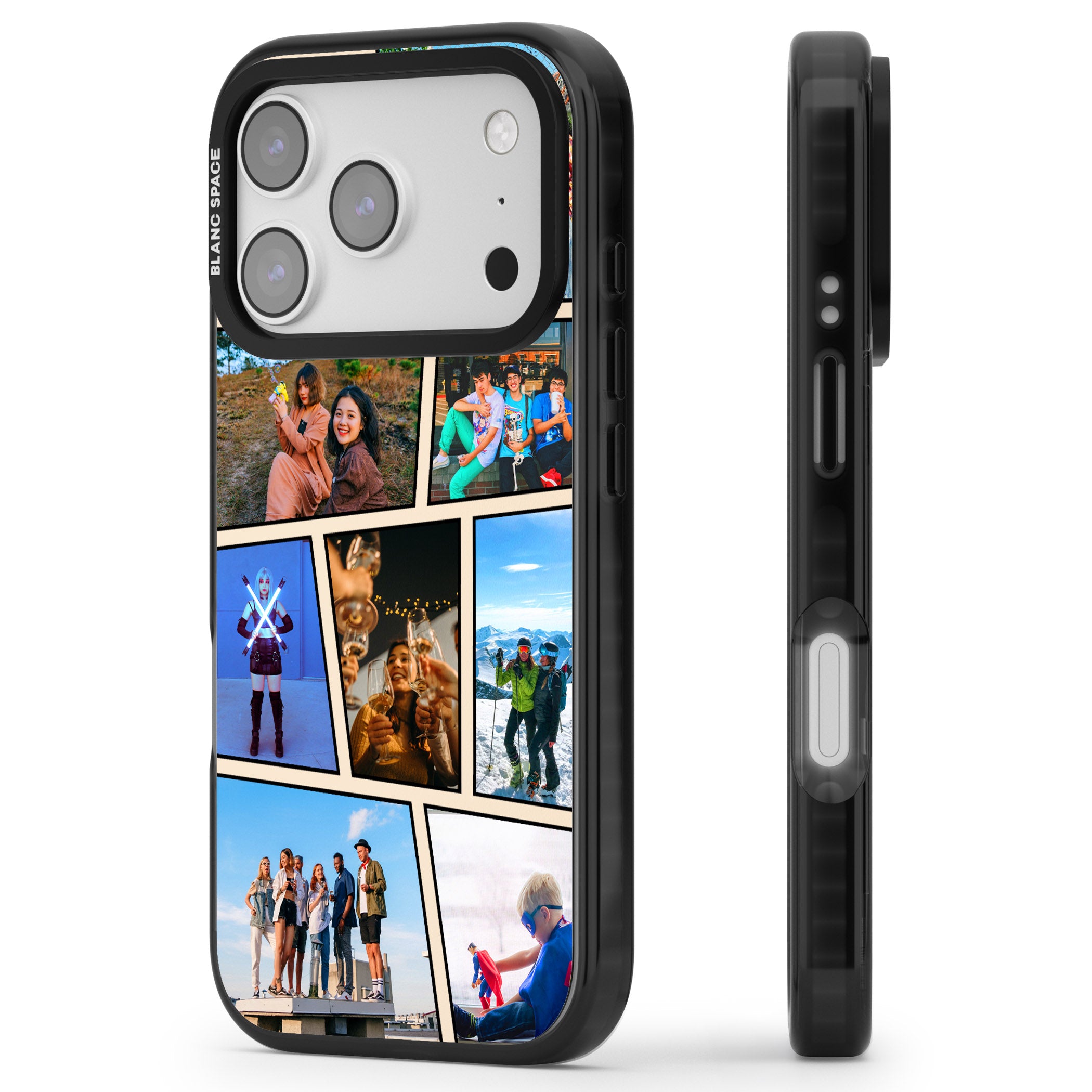 Personalised Comic Strip Photo iPhone 17 Pro Impact Black Phone Case Side Profile