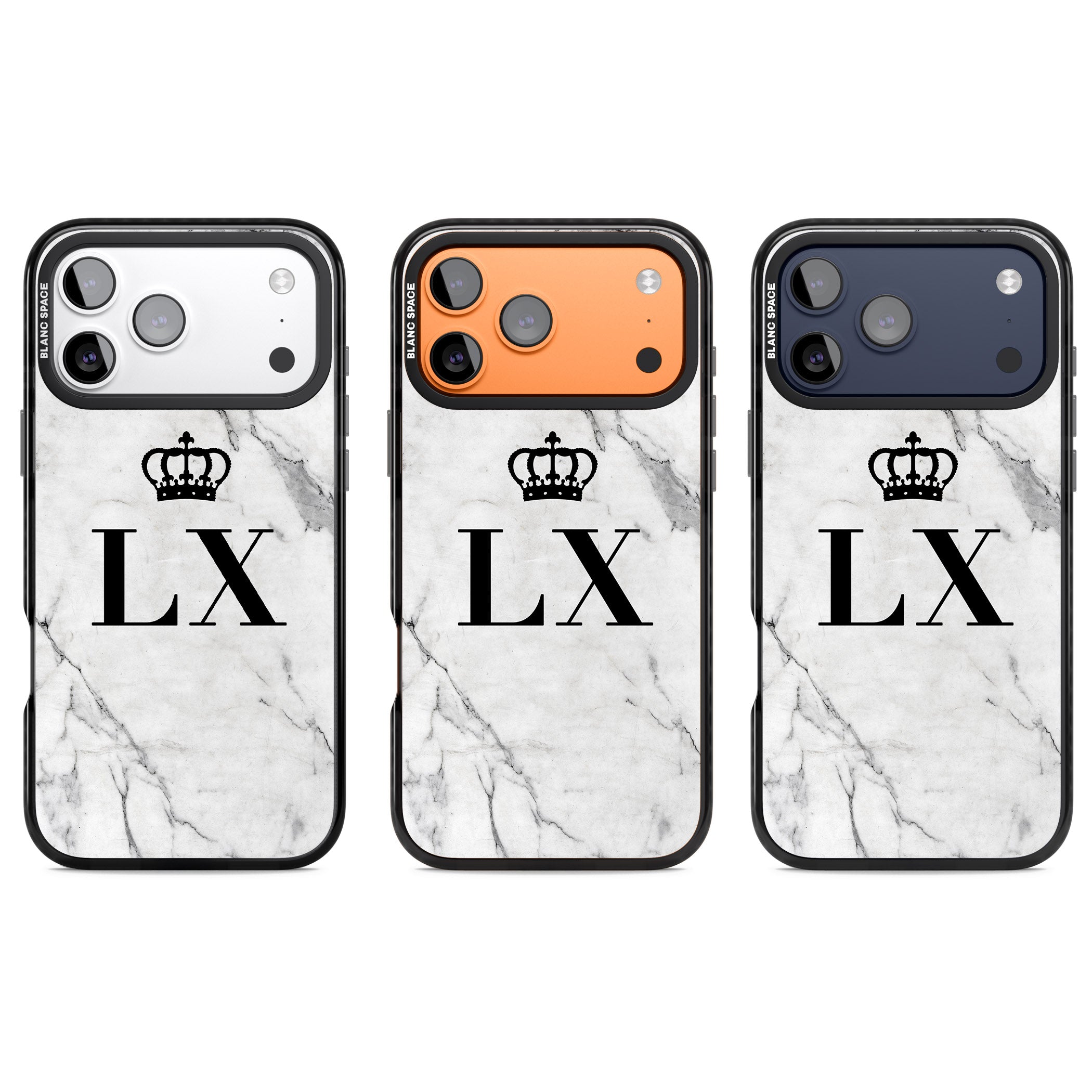 Personalised Initial Crown Marble iPhone 17 Pro Impact Black Phone Case APT Impact Protection