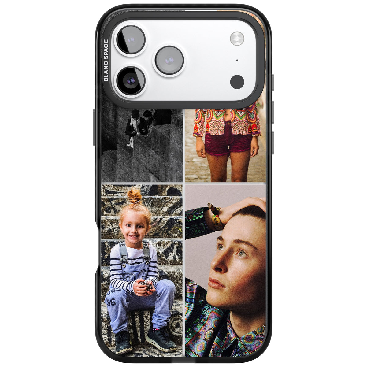 Personalised 4 Photo Grid iPhone 17 Pro Max Impact Black Phone Case front