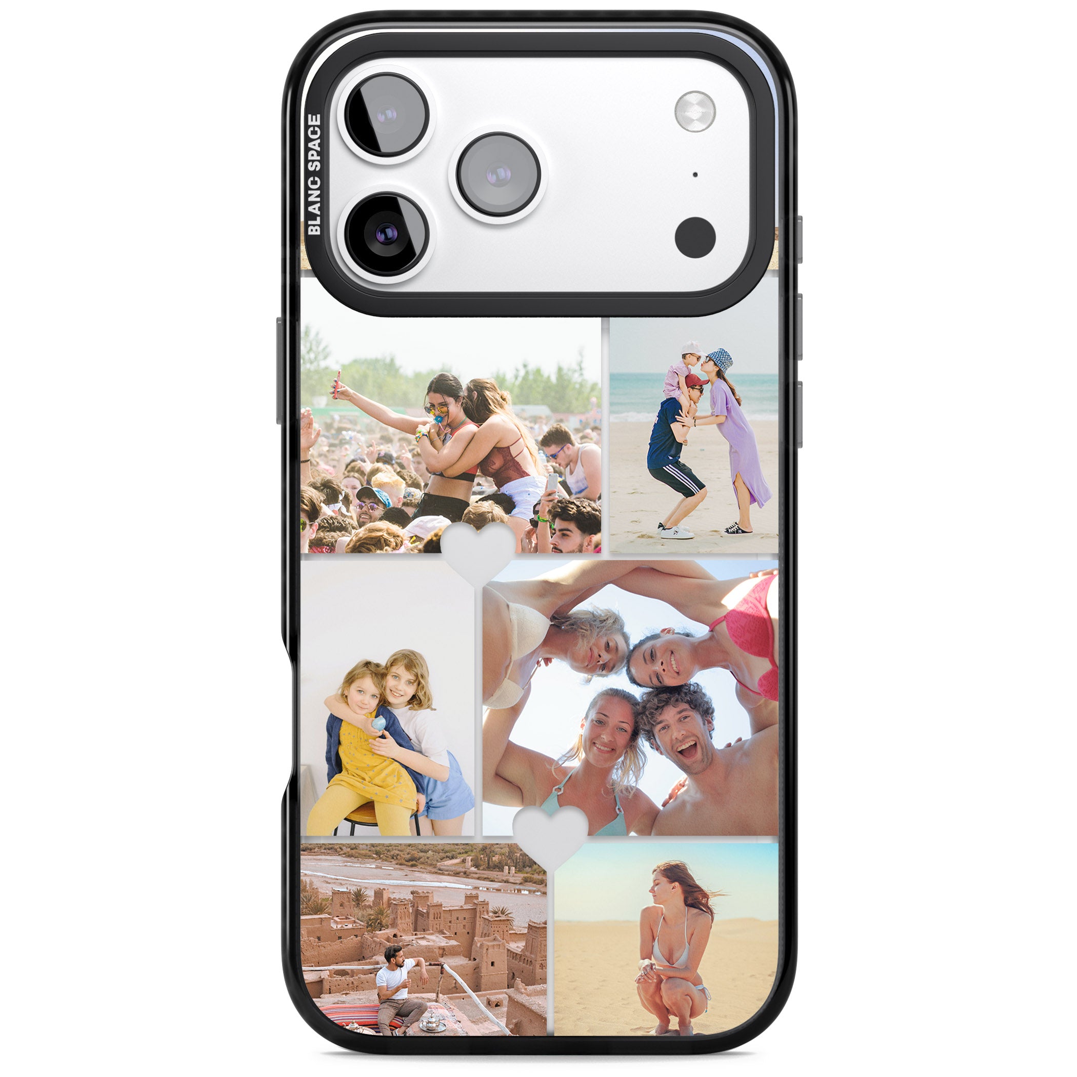 Personalised Heart Photo Grid iPhone 17 Pro Impact Black Phone Case