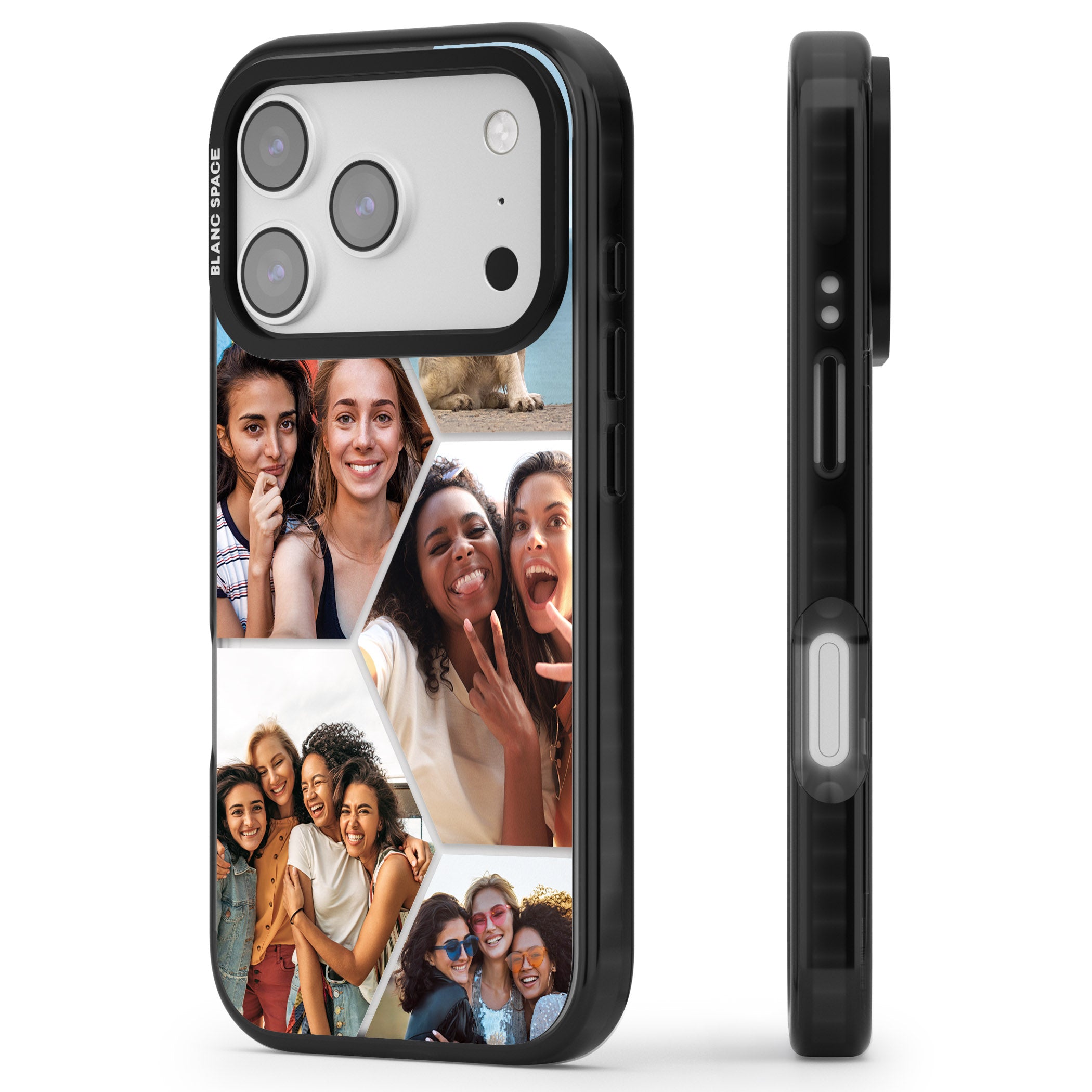 Personalised Beehive Photo Grid iPhone 17 Pro Impact Black Phone Case Side Profile
