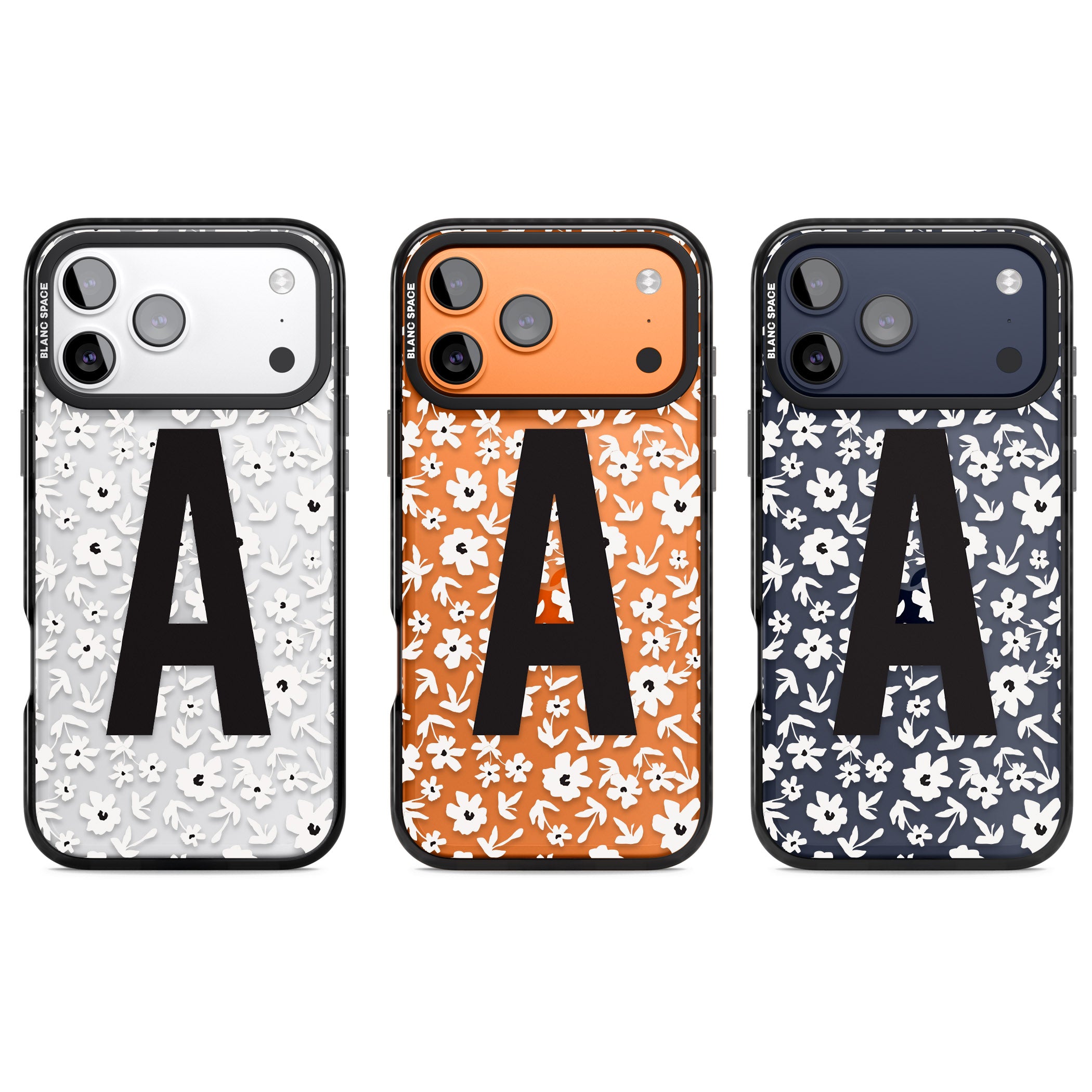 Personalised Bold Initial Floral iPhone 17 Pro Impact Black Phone Case APT Impact Protection