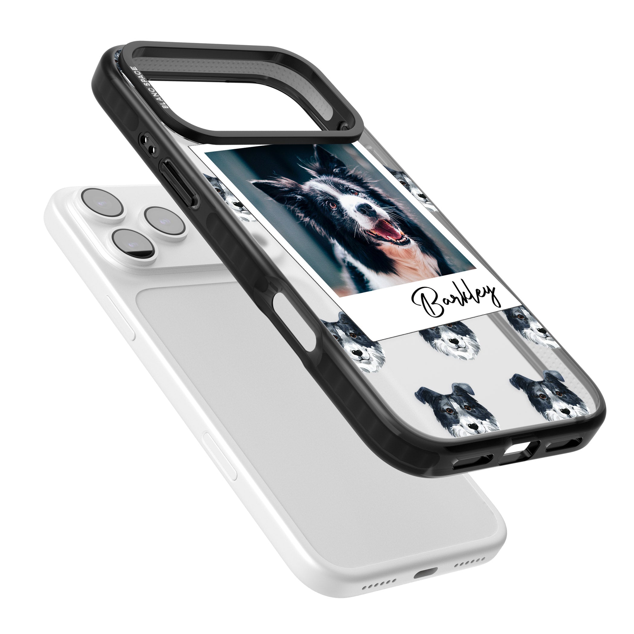 Personalised Border Collie Instant Camera Photo iPhone 17 Pro Impact Black Phone Case Colours