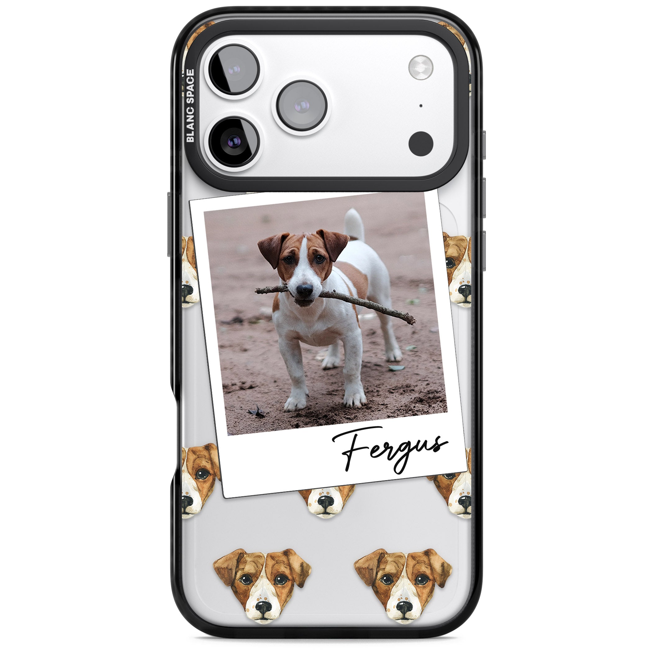 Personalised Jack Russell Instant Camera Photo iPhone 17 Pro Impact Black Phone Case