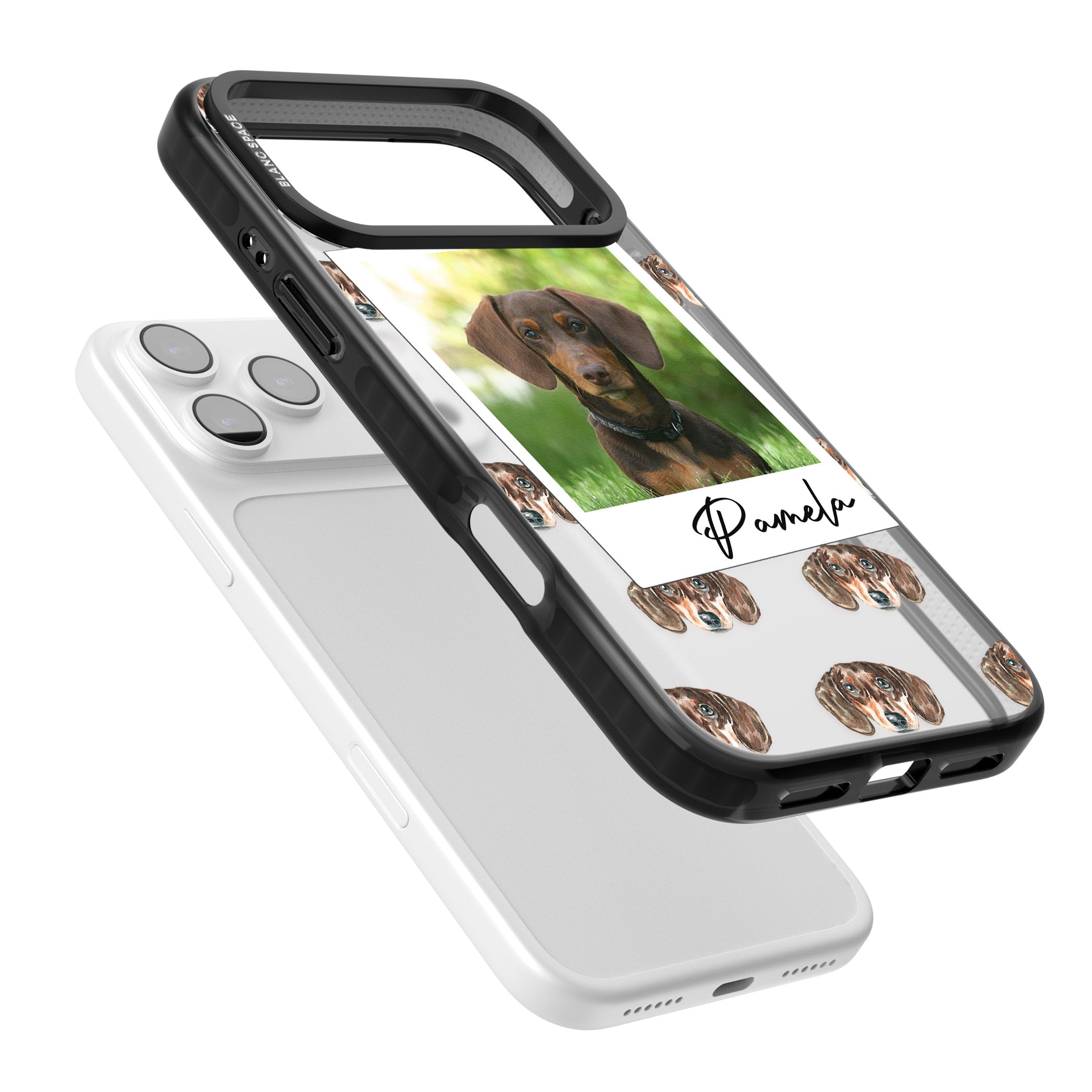 Personalised Brown Dachshund Instant Camera Photo iPhone 17 Pro Impact Black Phone Case Colours
