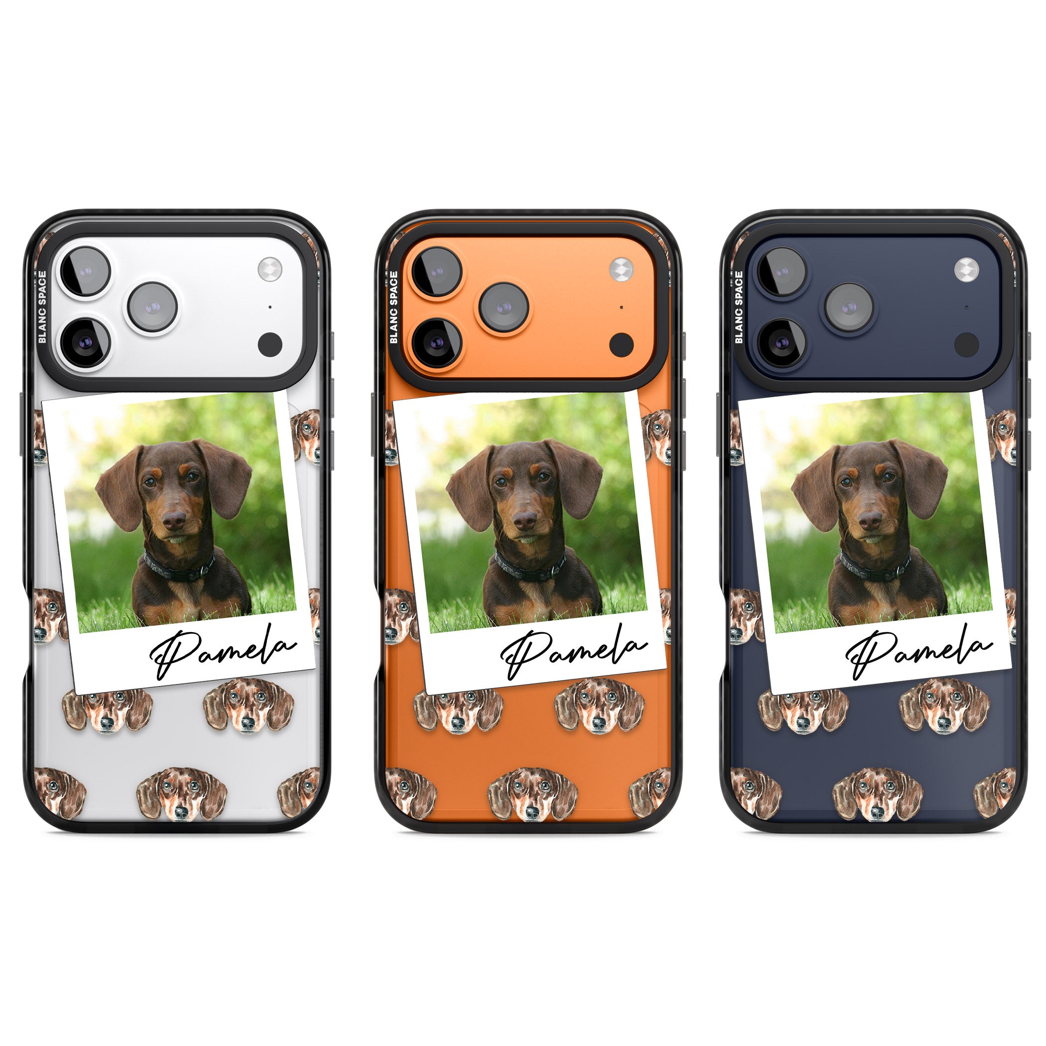 Personalised Brown Dachshund Instant Camera Photo iPhone 17 Pro Impact Black Phone Case APT Impact Protection