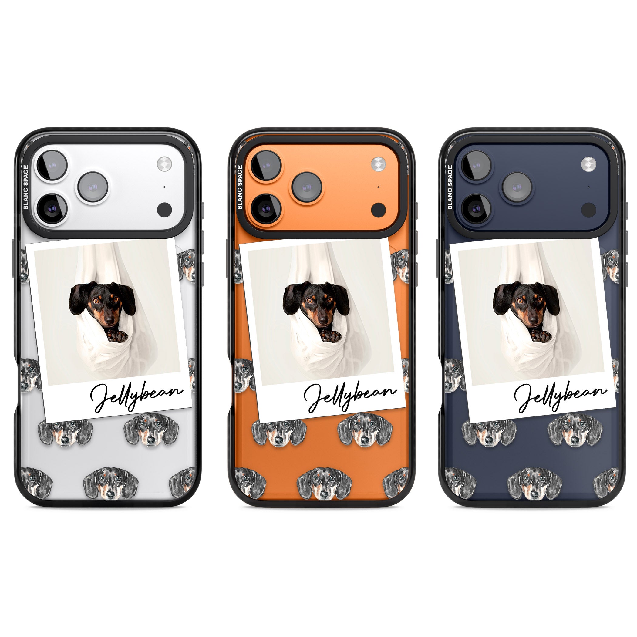 Personalised Black Dachshund Instant Camera Photo iPhone 17 Pro Impact Black Phone Case APT Impact Protection