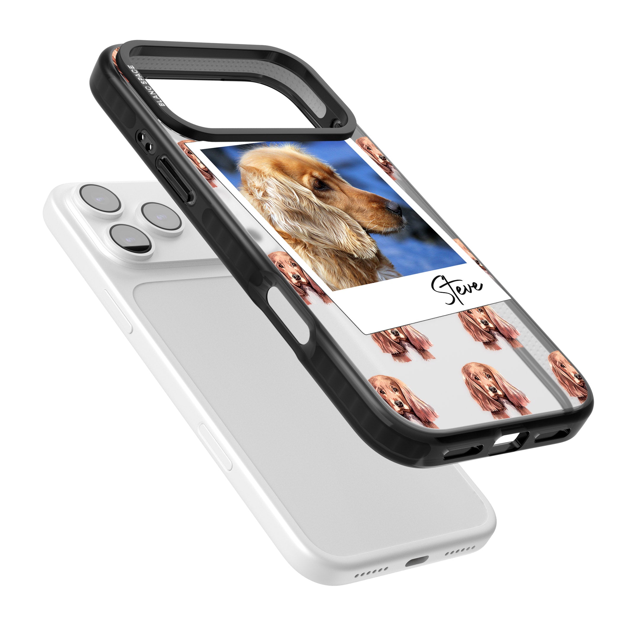 Personalised Cocker Spaniel Instant Camera Photo iPhone 17 Pro Impact Black Phone Case Colours