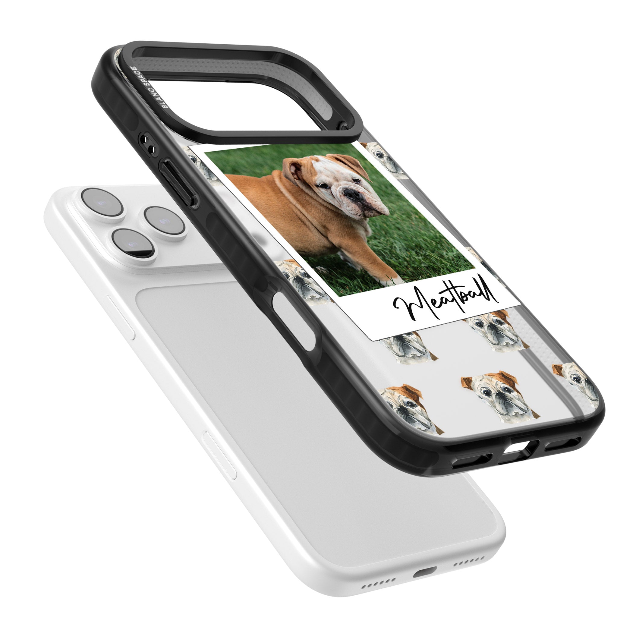 Personalised English Bulldog Instant Camera Photo iPhone 17 Pro Impact Black Phone Case Colours