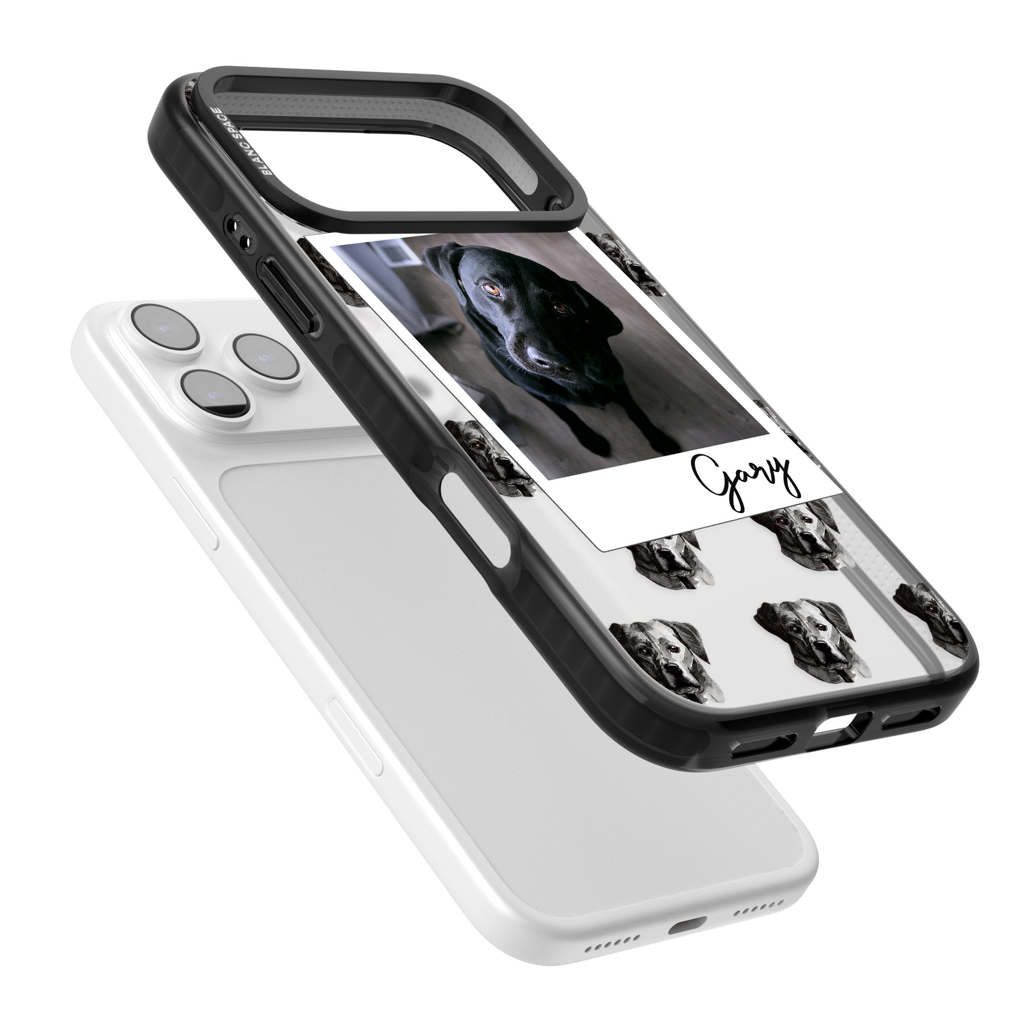 Personalised Black Labrador Instant Camera Photo iPhone 17 Pro Impact Black Phone Case Colours