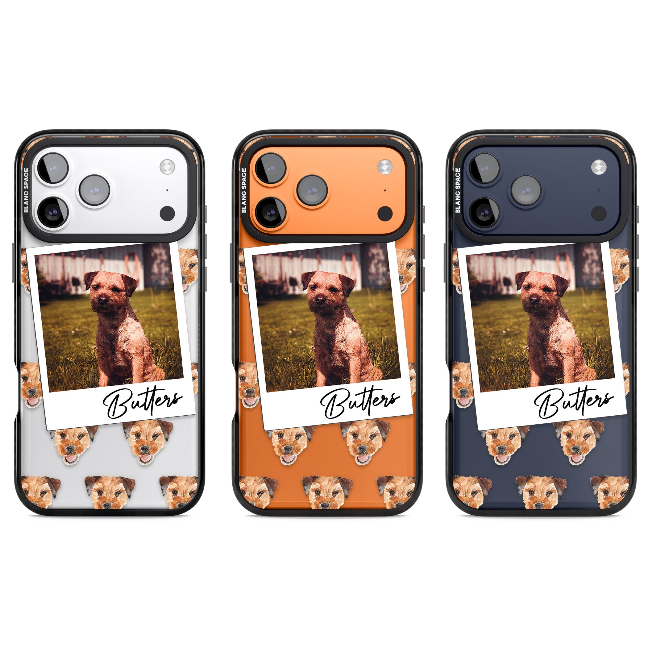 Personalised Border Terrier Instant Camera Photo iPhone 17 Pro Impact Black Phone Case APT Impact Protection