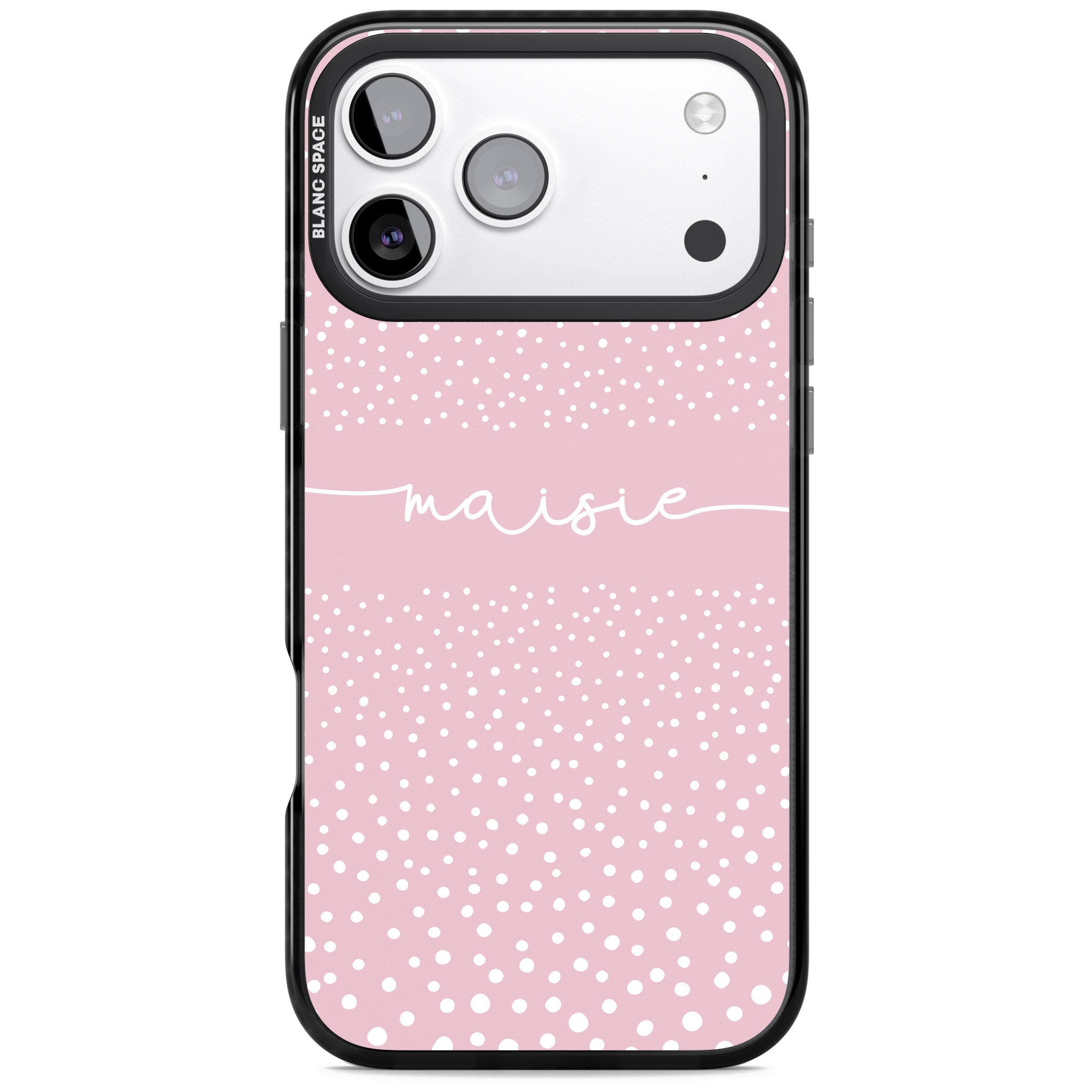 Personalised Pink Dots iPhone 17 Pro Impact Black Phone Case