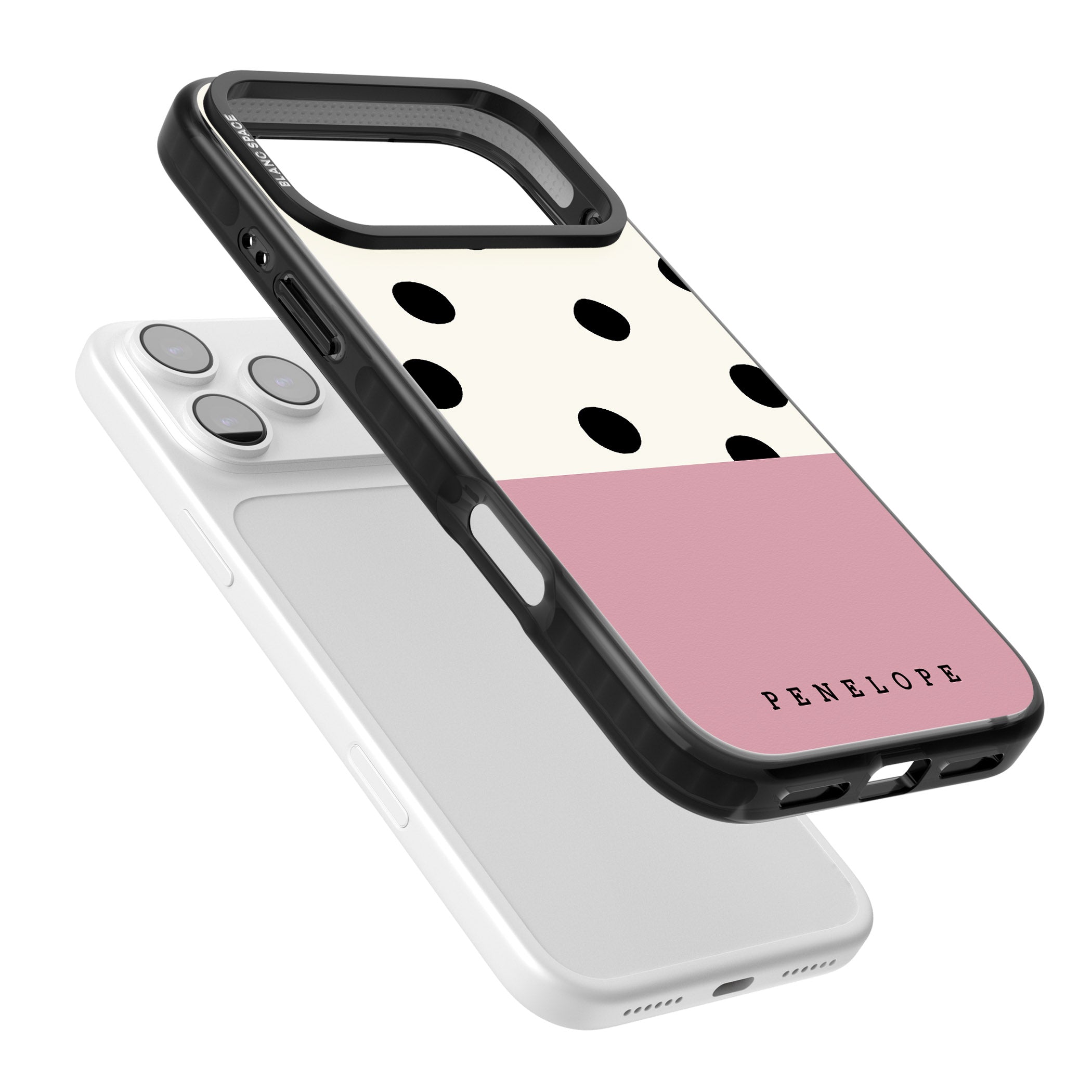 Personalised Pink Border Polka Dot iPhone 17 Pro Impact Black Phone Case Colours