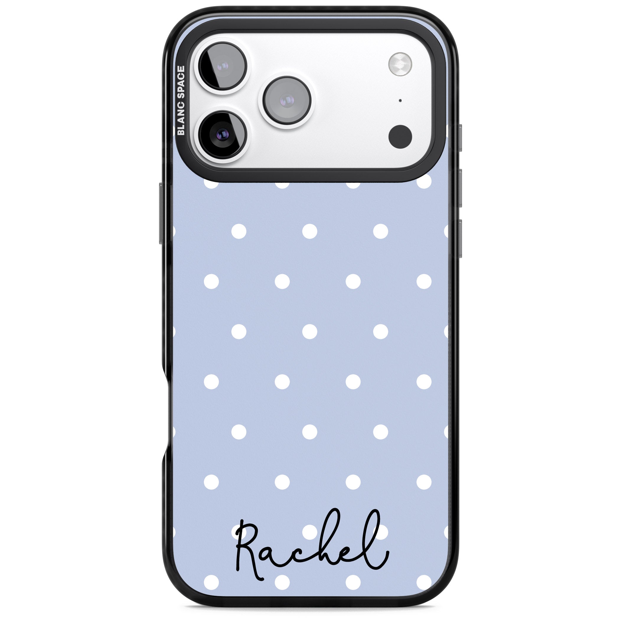 Personalised Simple Light Blue Dots iPhone 17 Pro Impact Black Phone Case