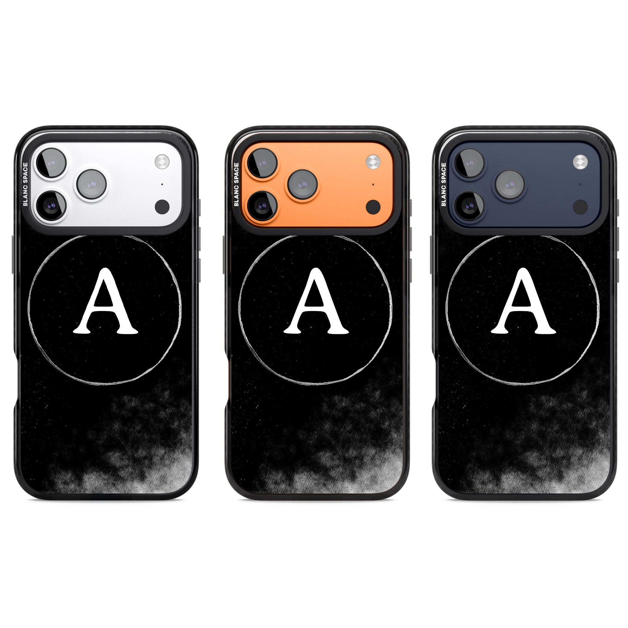 Personalised Monochrome Cosmic Monogram iPhone 17 Pro Impact Black Phone Case APT Impact Protection