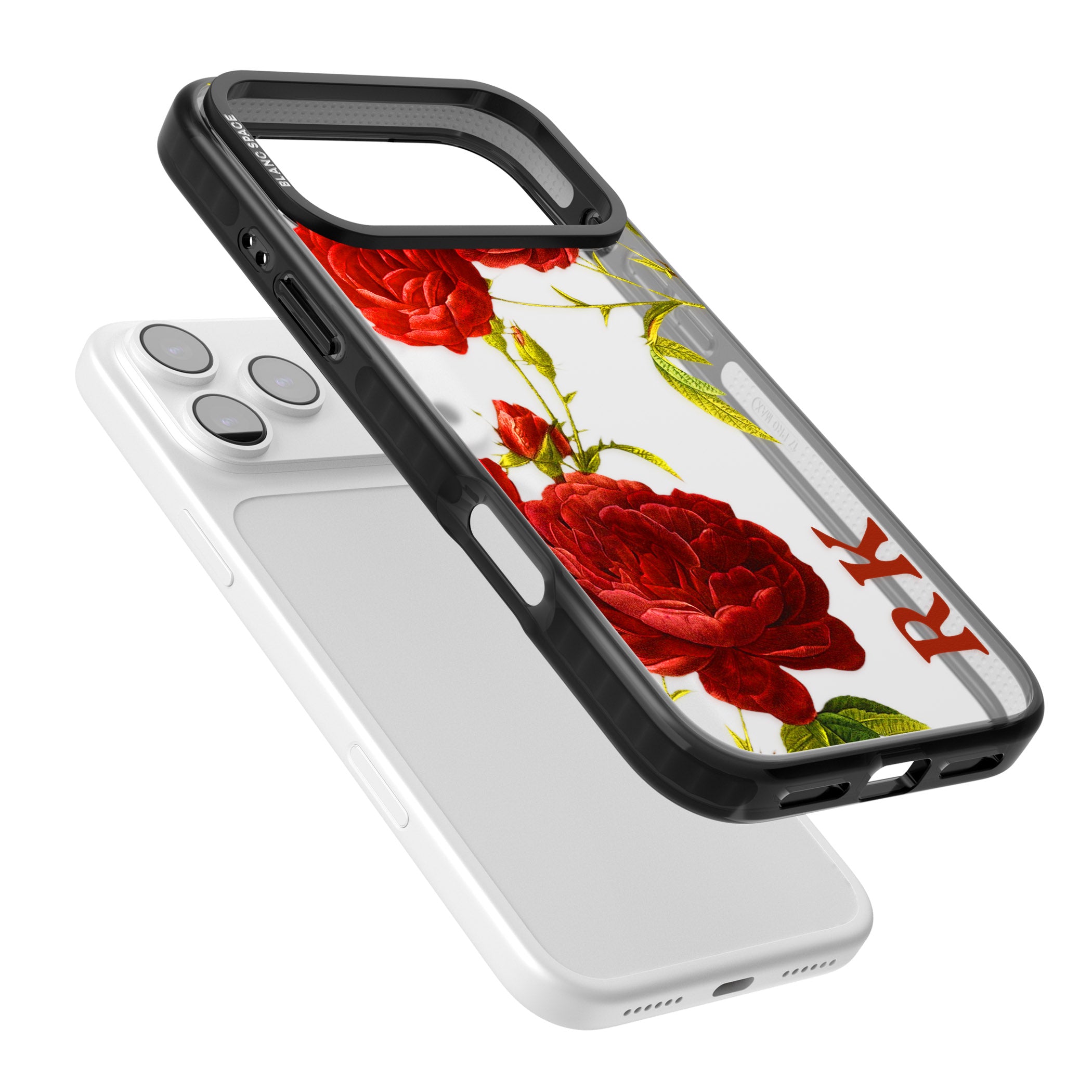 Personalised Vintage Floral Red Roses iPhone 17 Pro Impact Black Phone Case Colours