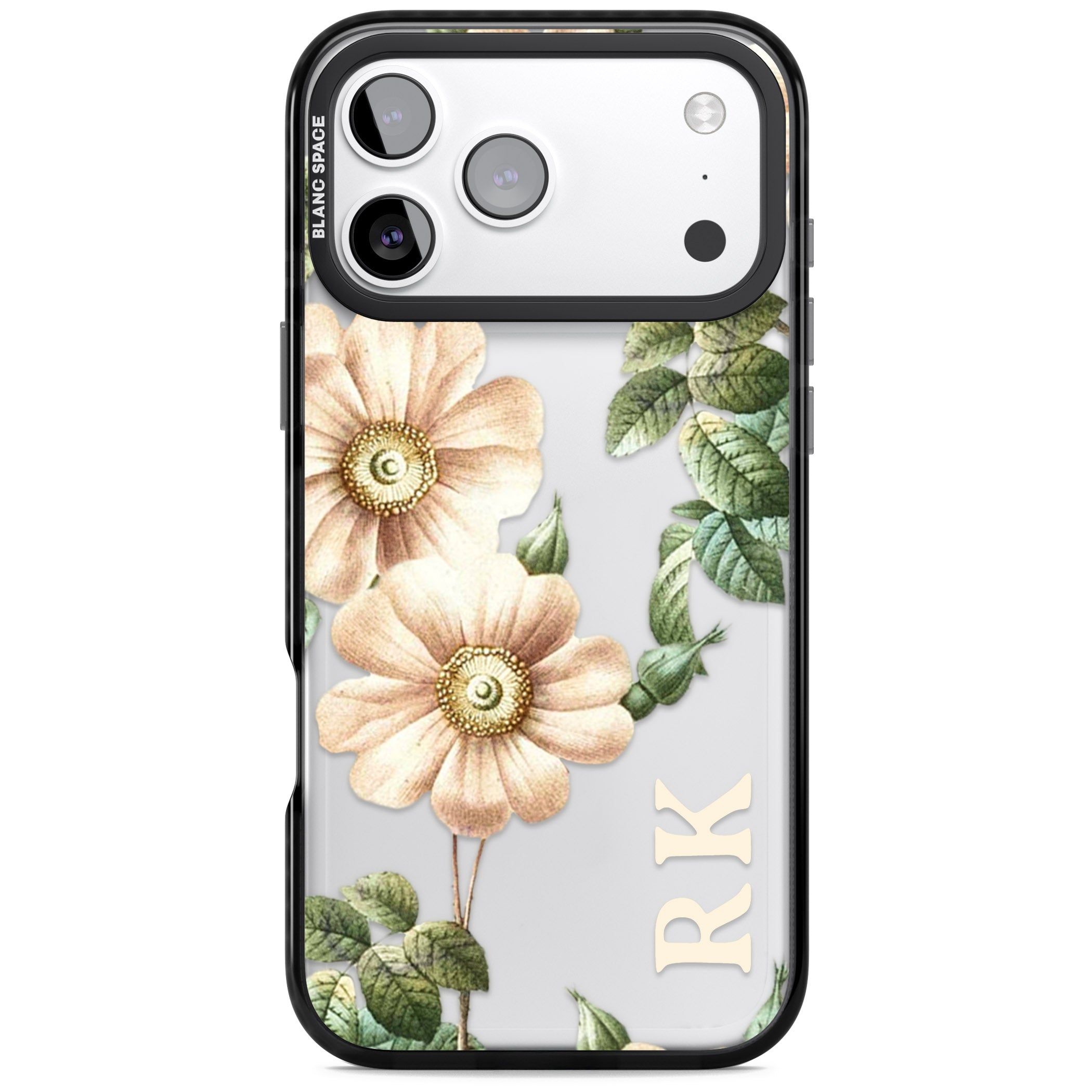 Personalised Vintage Floral Anemone iPhone 17 Pro Impact Black Phone Case