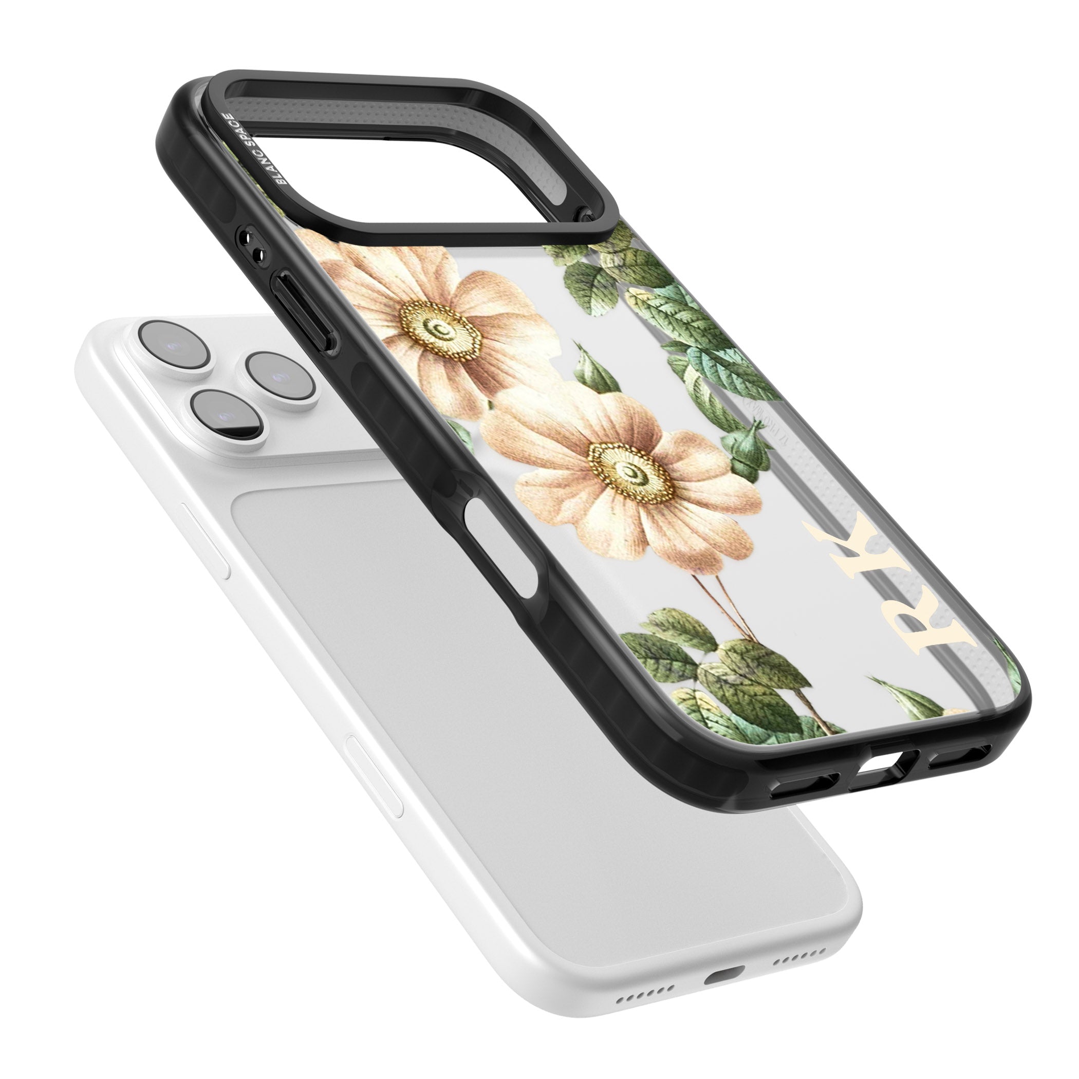 Personalised Vintage Floral Anemone iPhone 17 Pro Impact Black Phone Case Colours
