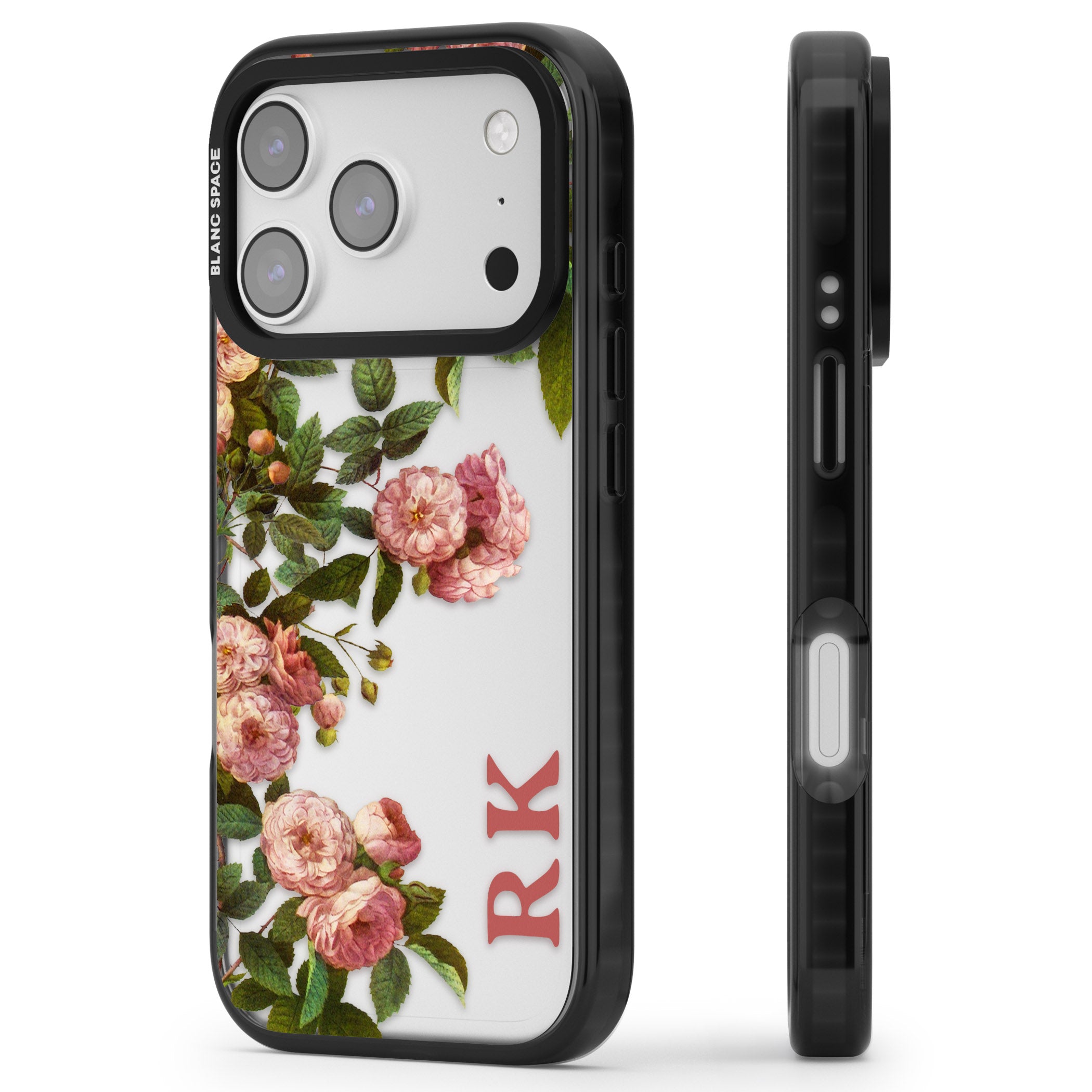 Personalised Vintage Floral Garden iPhone 17 Pro Impact Black Phone Case Side Profile
