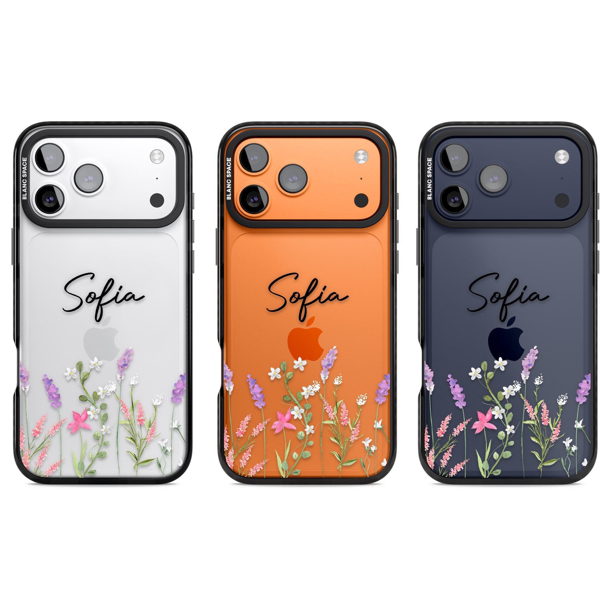 Personalised Lavender Wildflowers iPhone 17 Pro Impact Black Phone Case APT Impact Protection