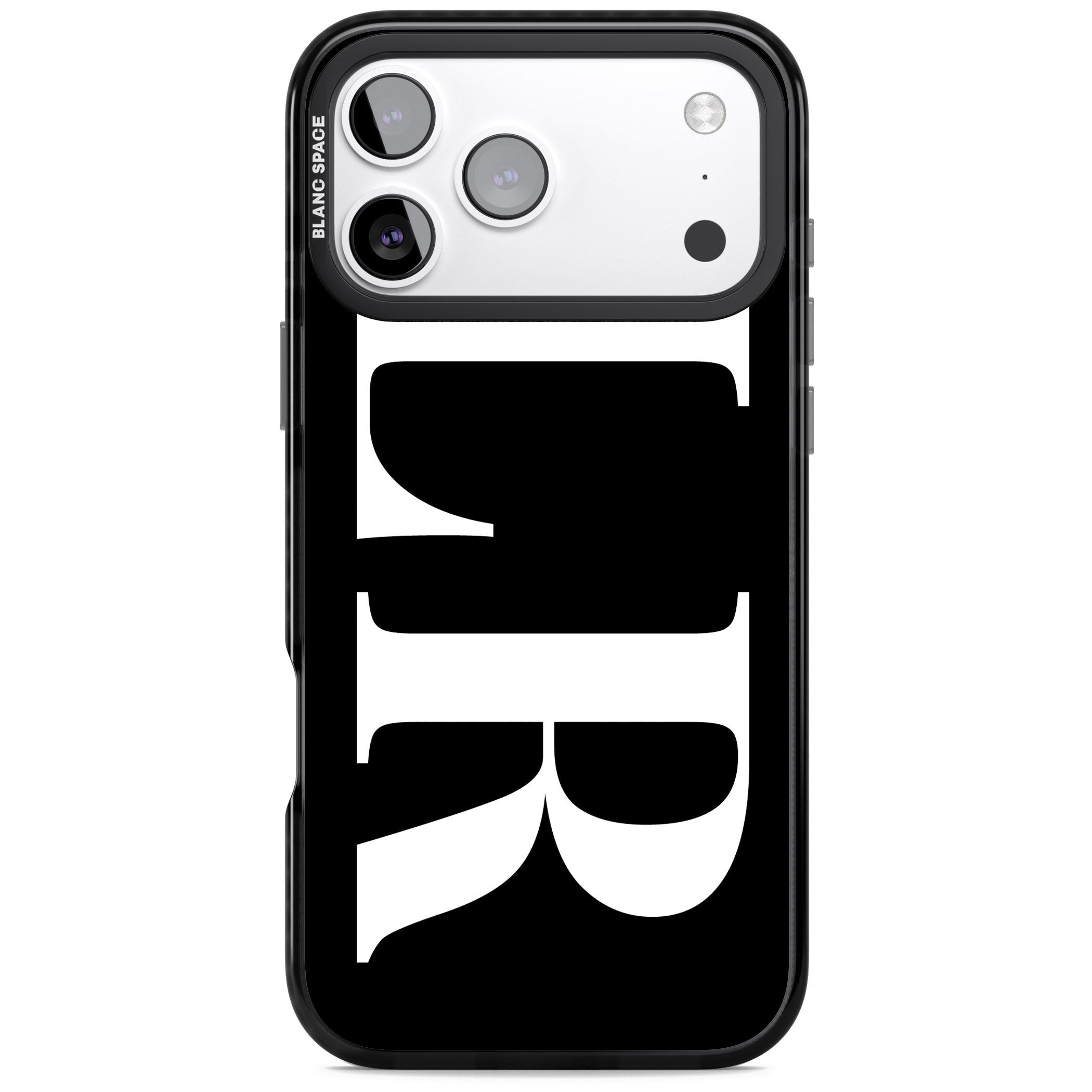 Personalised White & Black Letters iPhone 17 Pro Impact Black Phone Case