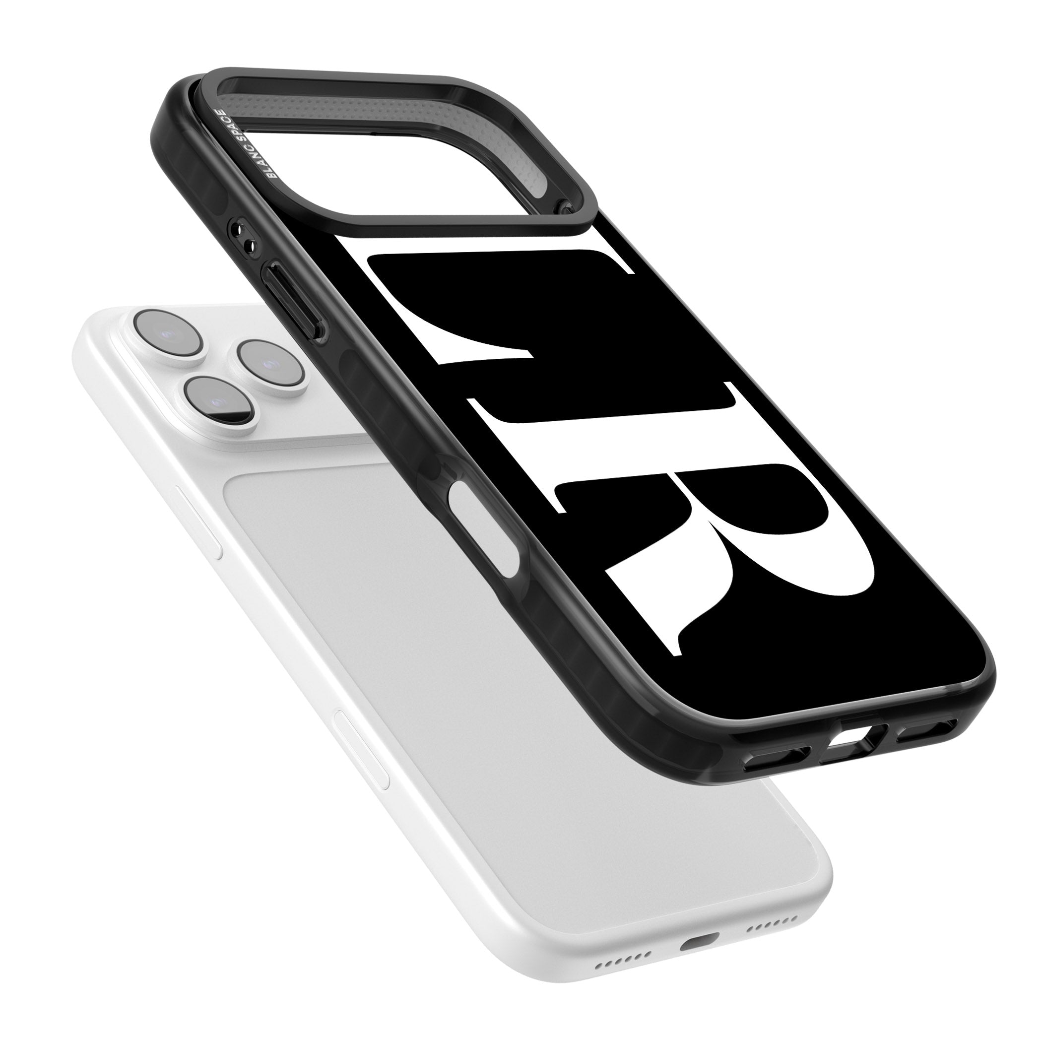 Personalised White & Black Letters iPhone 17 Pro Impact Black Phone Case Colours