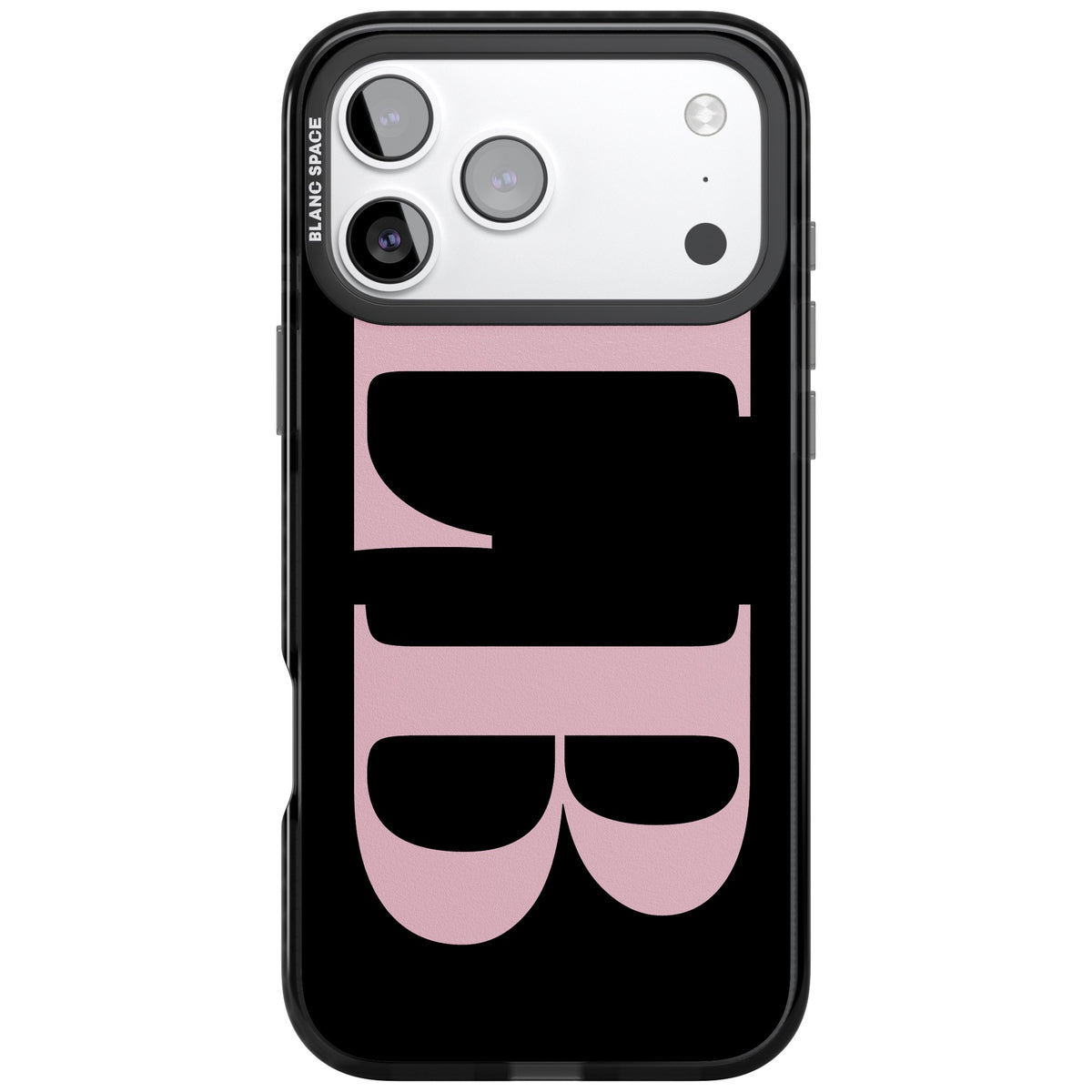 Personalised Pink & Black Letters iPhone 17 Pro Max Impact Black Phone Case front